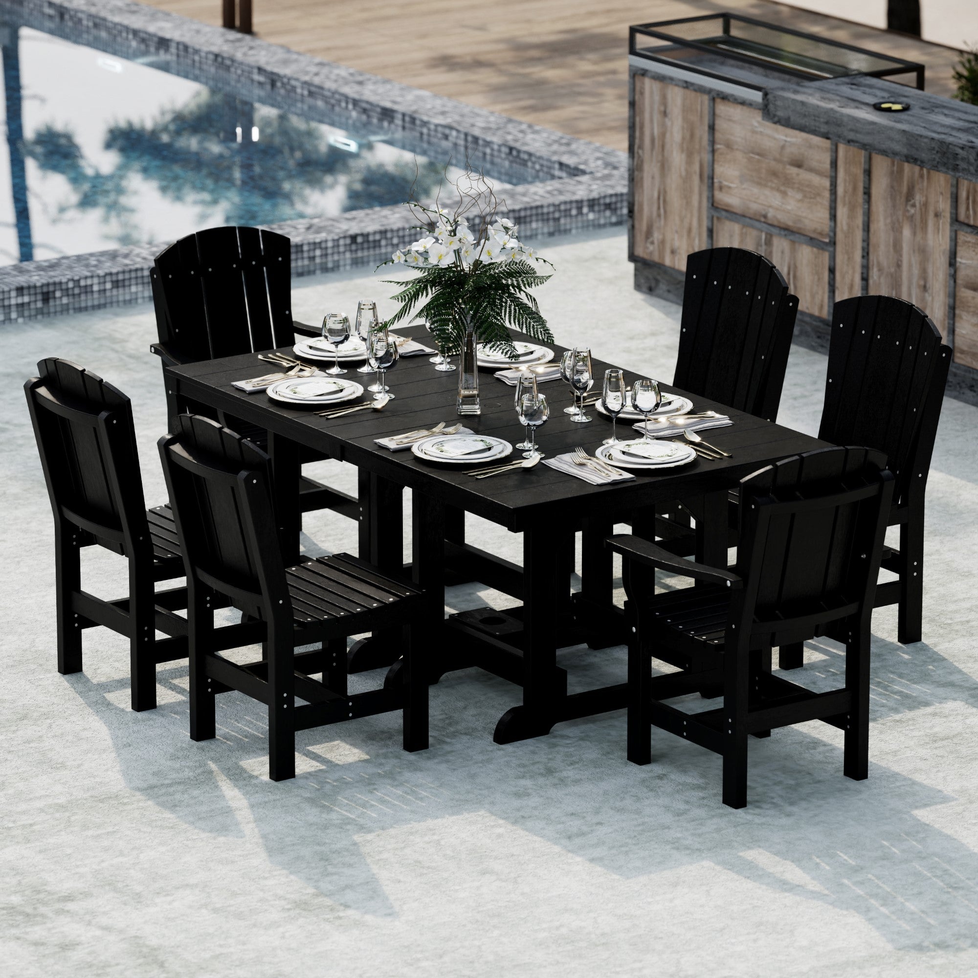Heritage 7-Piece 44x72 Inch Dining Table Set with Chairs - Perfect for Family Gatherings, Dinner Parties & Outdoor Entertaining
