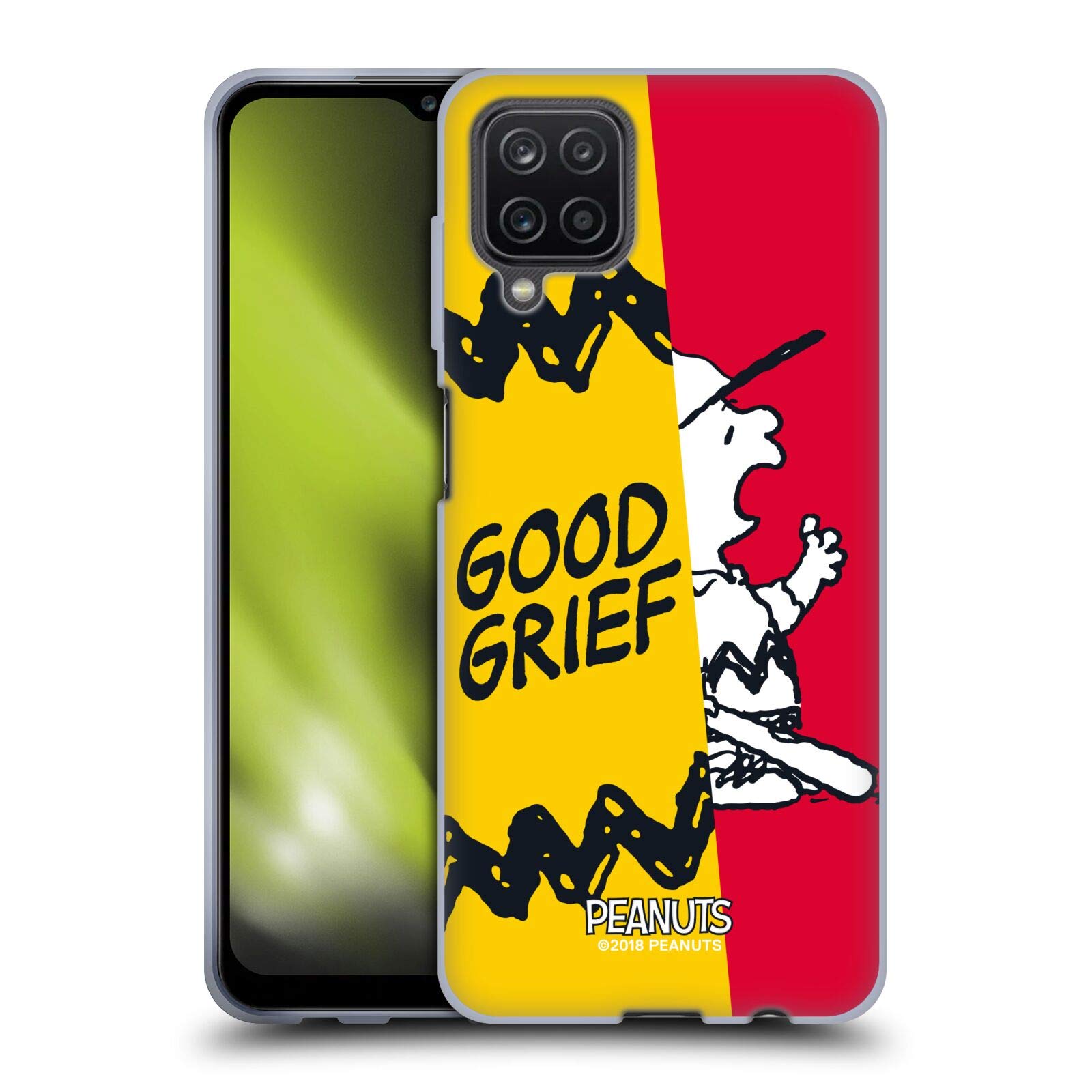 Peanuts Charlie Brown Good Grief Halfs & Laughs Soft Gel Case for Samsung Galaxy A12 (2020) | Officially Licensed by Head Case Designs | Perfect for Daily Use & Gift Giving