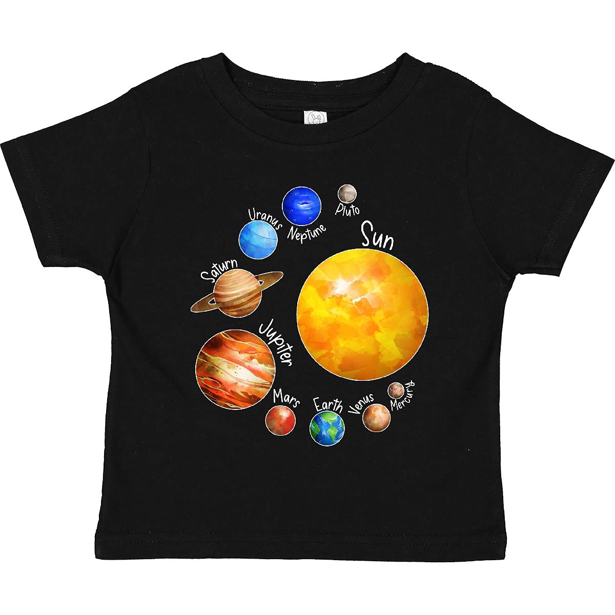 Inktastic Sun and Planets - Yes, and Pluto Toddler T-Shirt | Cute Space Themed Kids Tee for Boys & Girls | Perfect for School, Playdates & Astronomy Lovers