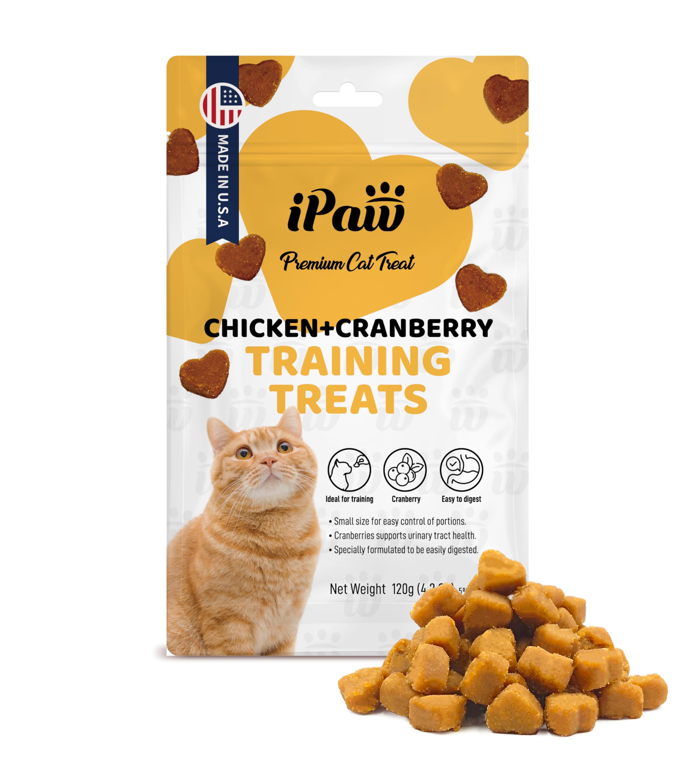 Healthy Grain-Free Soft Cat Treats for Indoor Cats - Probiotic Kitten Snacks with Chicken & Cranberry - Easy to Digest for Sensitive Stomachs - Perfect for Training Rewards & Bonding Time