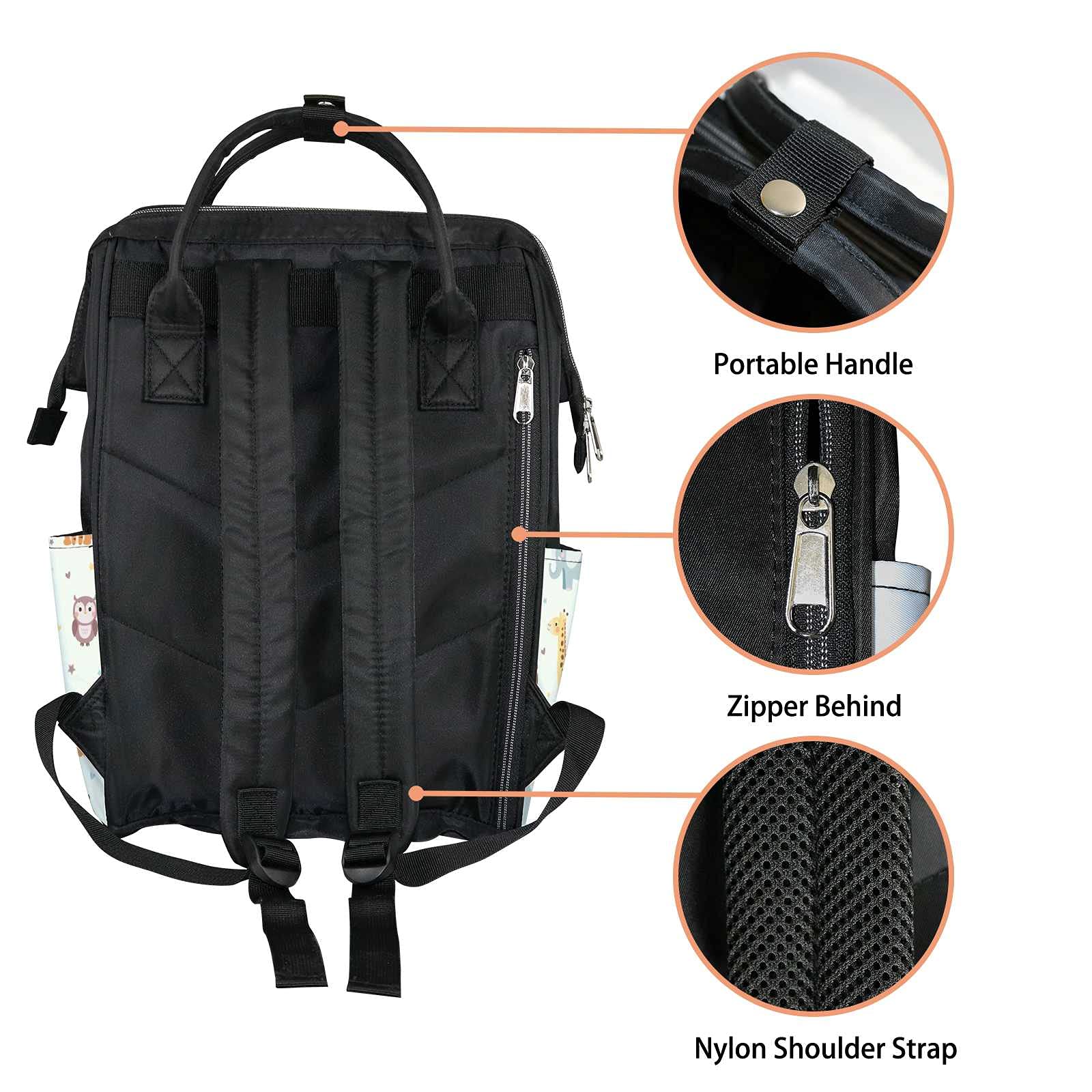 **Cute Cartoon Kawaii Wild Animals Diaper Backpack – Waterproof Baby Nappy Changing Bag with Large Capacity, Travel-Friendly Laptop Backpack for Women & Men – Perfect for Daycare, Travel & Outdoor Adventures**