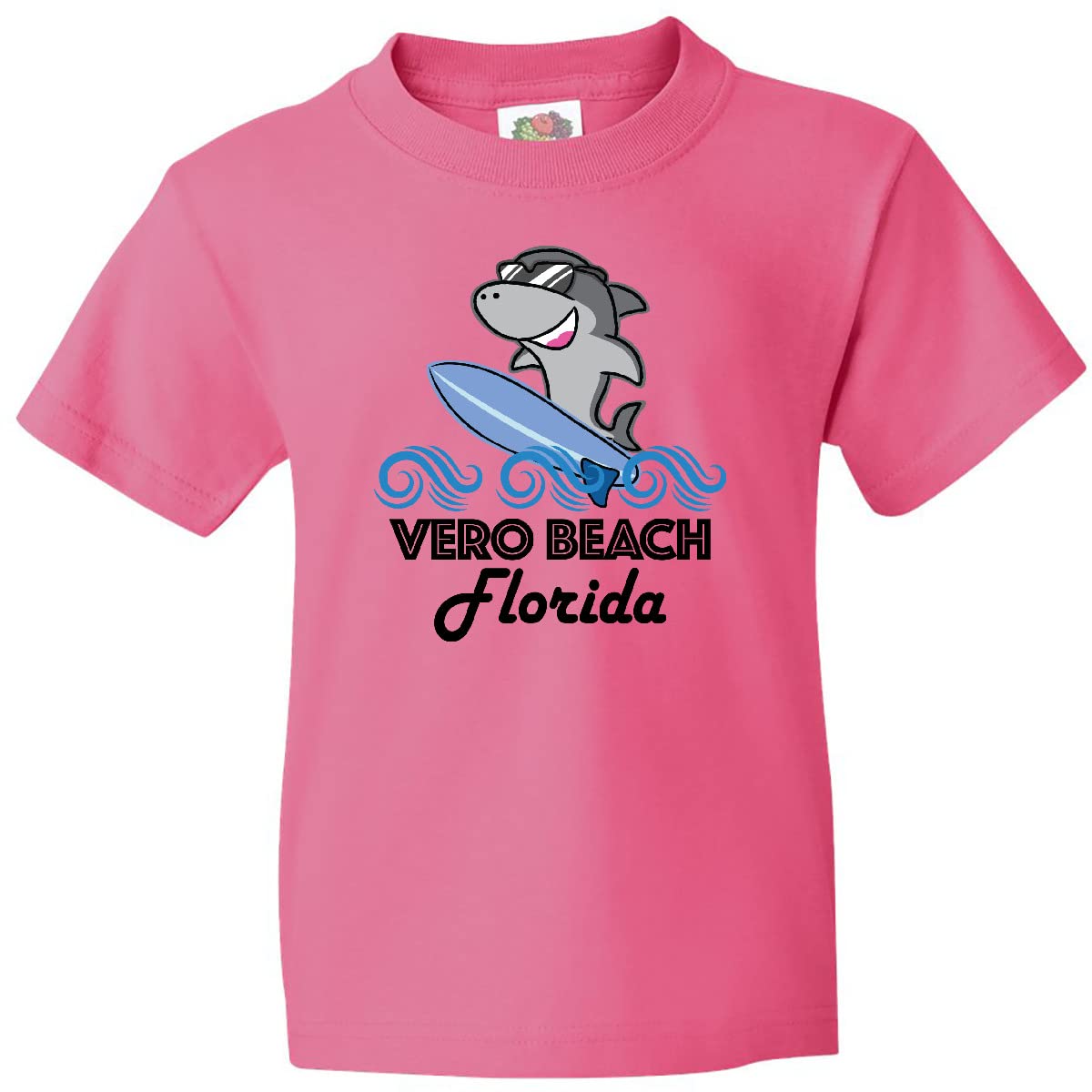 Inktastic Vero Beach Florida Vacation Funny Shark Youth T-Shirt - Cool Graphic Tee for Boys & Girls - Perfect Beach Trip, Summer Outfit & Casual Wear