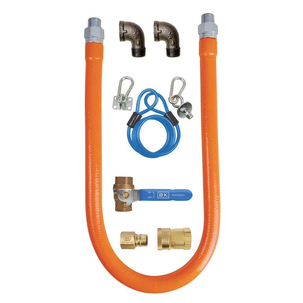 BK Resources 3/4 x 48 Inch Commercial Gas Hose Connector Kit - Heavy Duty Propane & Natural Gas Fitting for BBQ Grill, Fire Pit & Outdoor Cooking (BKG GHC 7548 SCK3)