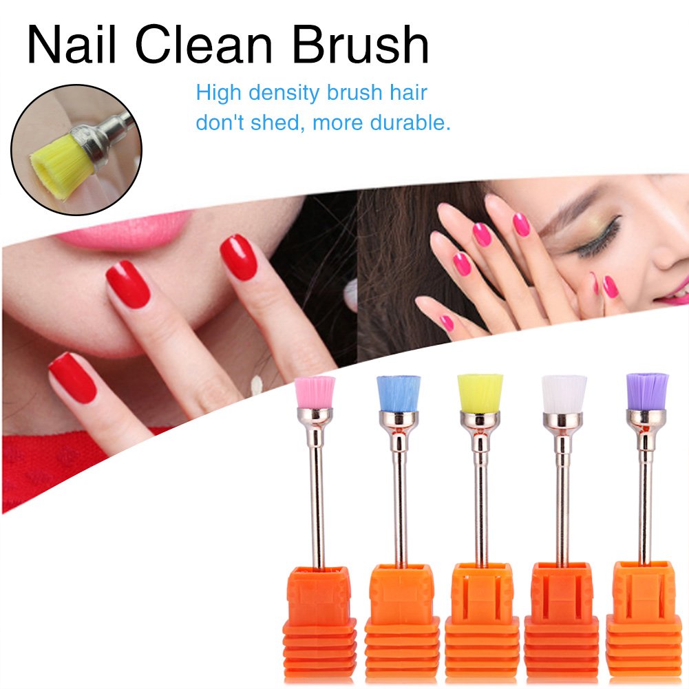 5pcs Nail Drill Bits Set for Electric Nail Drill Machine - Transparent Storage Box, Easy to Store, Nail Polish Clean Brush Head & Dust Remover - Perfect for Salon, Home Manicure & Professional Nail Care