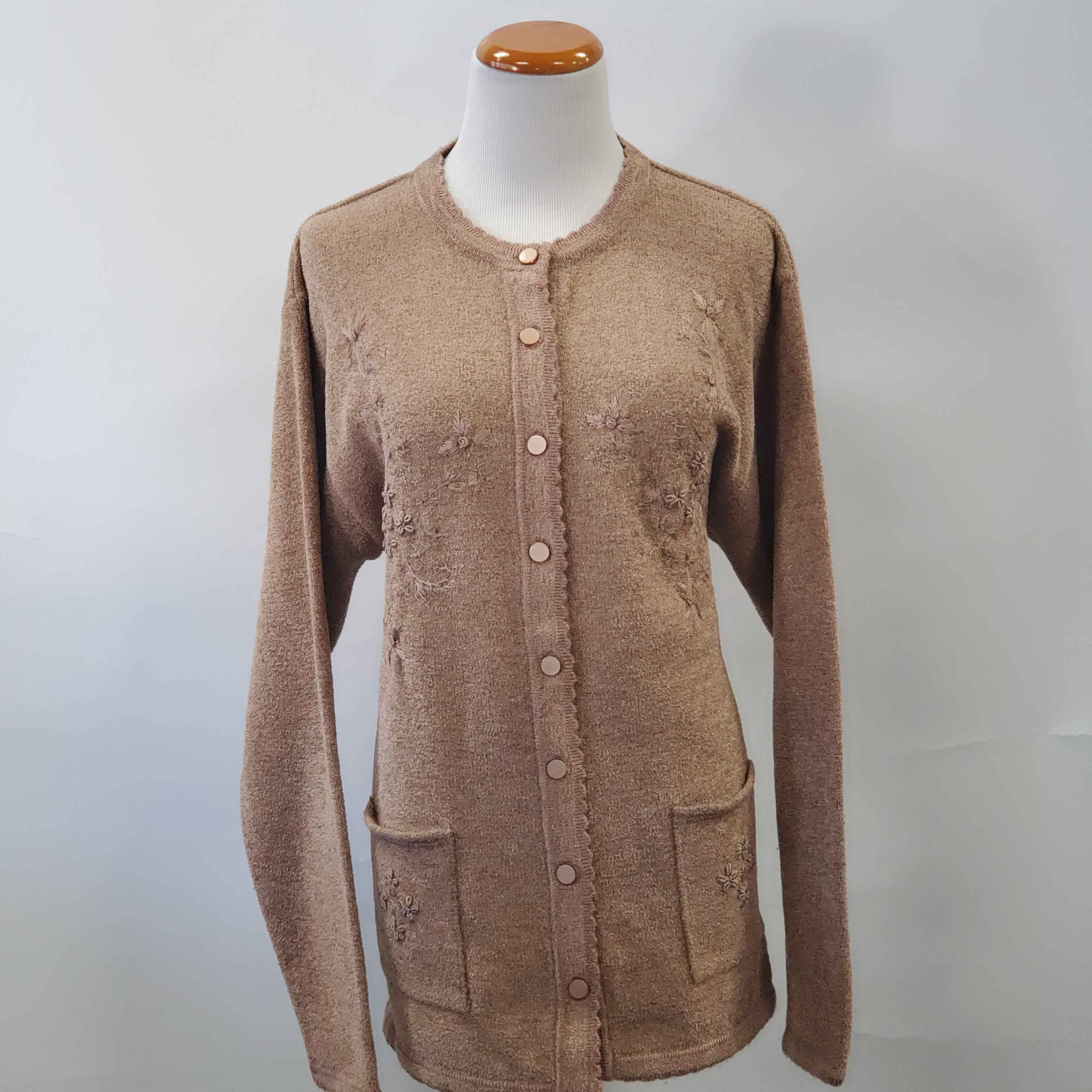 Women's Soft Chenille Embroidery Button Up Cardigan Sweater - Cozy Fall & Winter Fashion for Casual Outings, Office Wear, and Layering Outfits