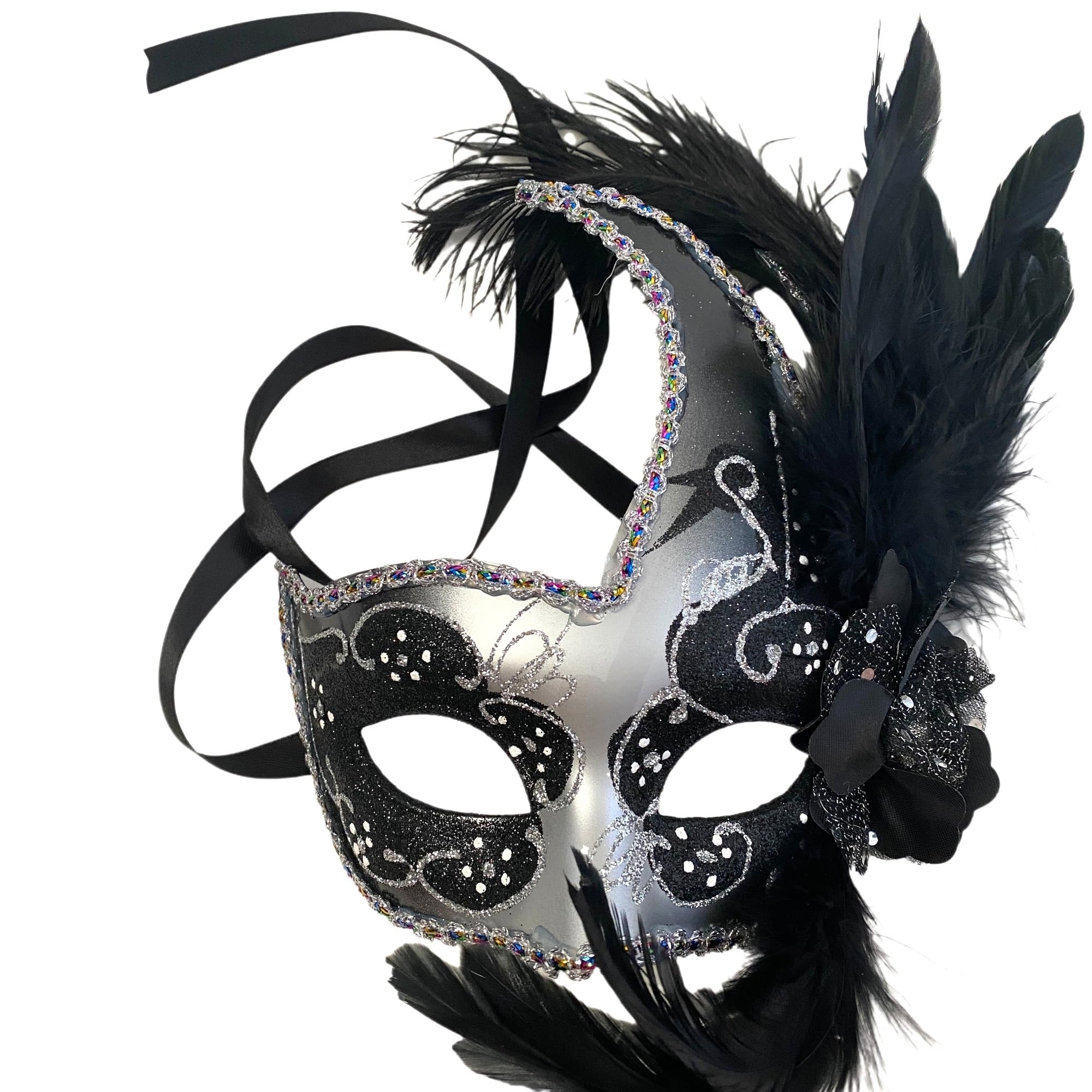 MasqStudio Elegant Brocade Lace Masquerade Mask for Mardi Gras, Prom, Wedding & Costume Parties - Venetian Ball Mask for Halloween, Burlesque Shows & Formal Events