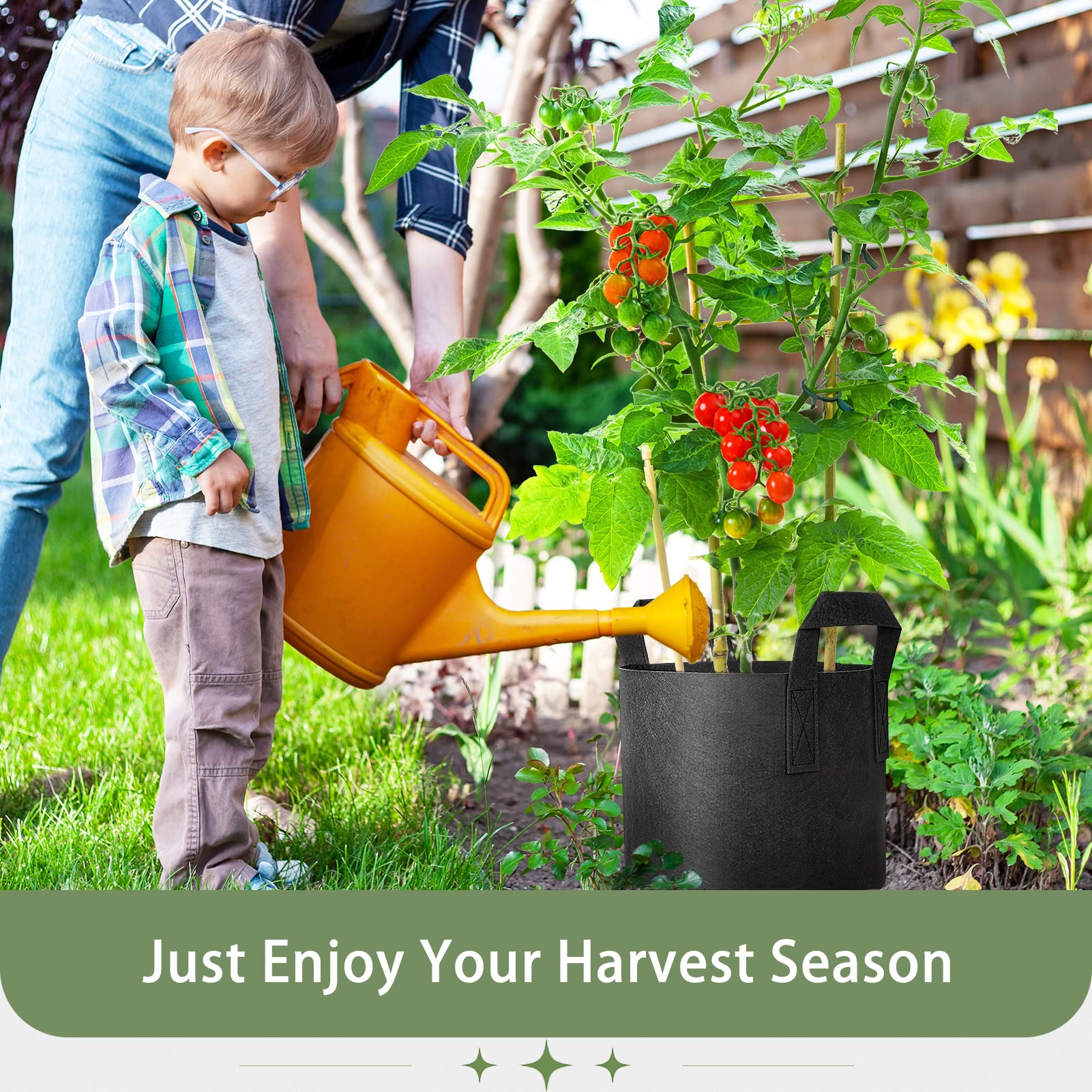 GreatBuddy 7 Gallon Grow Bags 6-Pack - Heavy Duty Fabric Plant Pots with Sturdy Handles & Reinforced Stitching - Includes Free Plant Labels - Ideal for Indoor/Outdoor Gardening, Vegetables, Herbs & Flowers