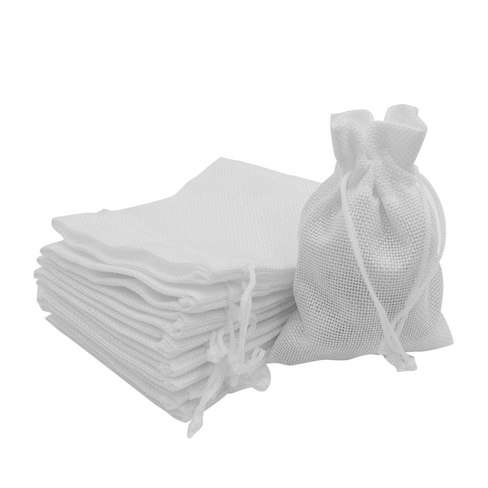 50Pcs Natural Burlap Drawstring Bags 3.9