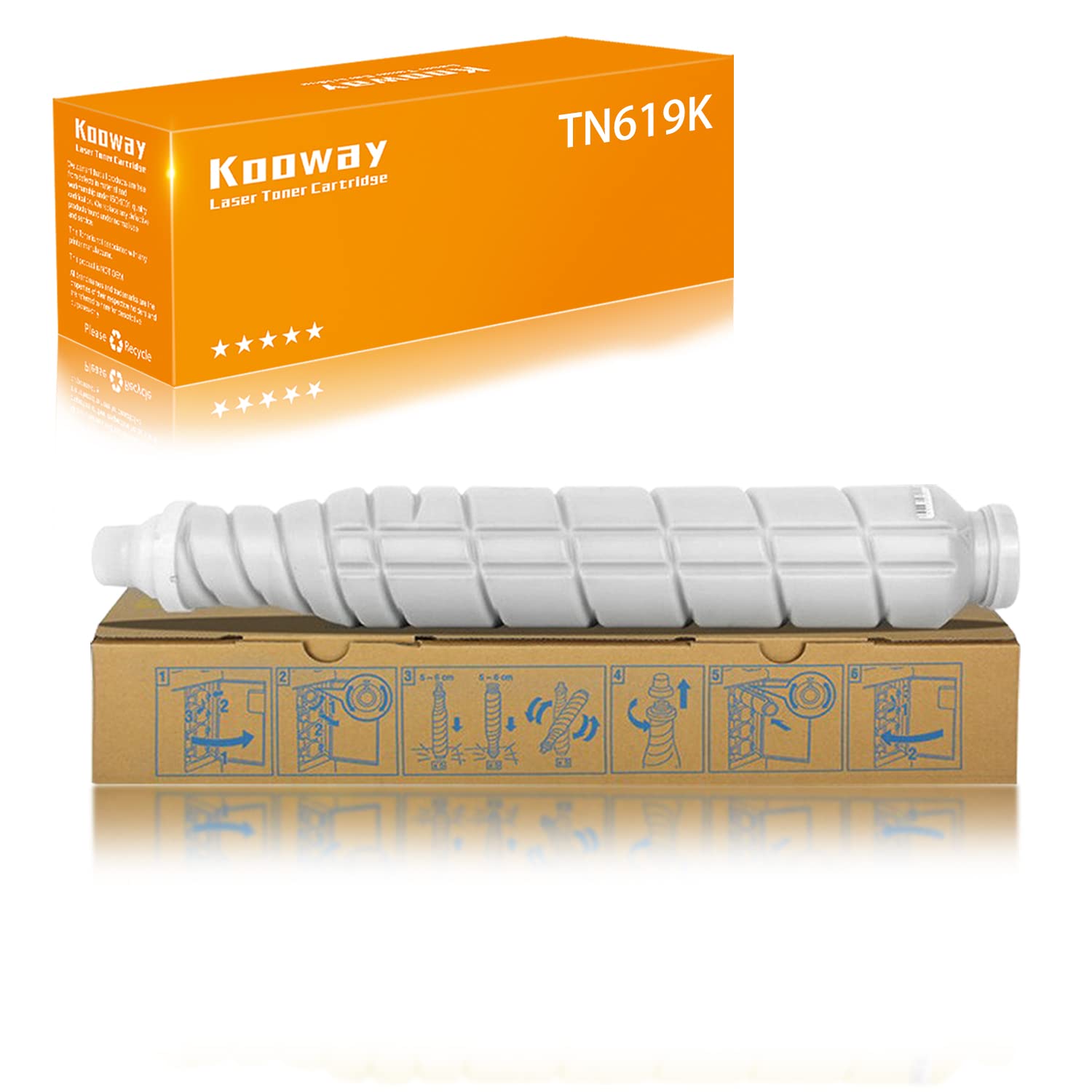 Kooway TN619 TN-619K Compatible Toner Cartridge Replacement for Konica Minolta Bizhub Press C1060 C1070 AccurioPress C2060 C2070 C3070 C3080 Printers - 55000 Page Yield (1 Pack, Black) - Ideal for High-Volume Office Printing & Commercial Printing Businesses