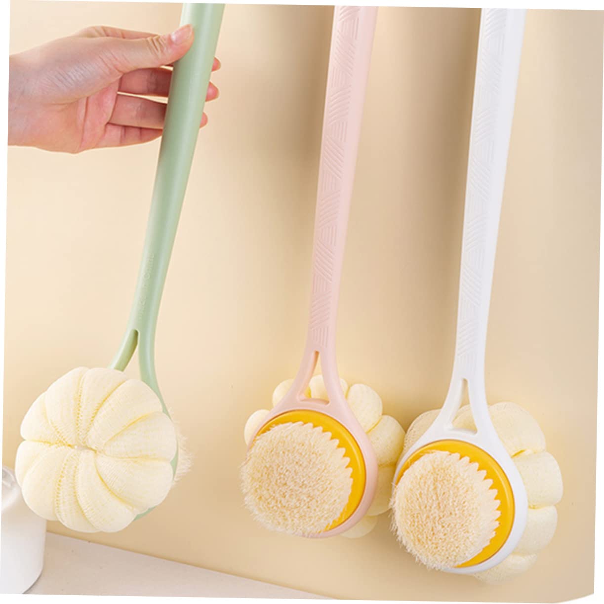 PLAFOPE Ergonomic Bath Brush with Long Handle - Exfoliating Body Scrubber for Women & Men - Back Scrubber for Shower & Bath - Perfect for Deep Cleaning & Massage - Ideal for Hard-to-Reach Areas & Relaxing Spa Days