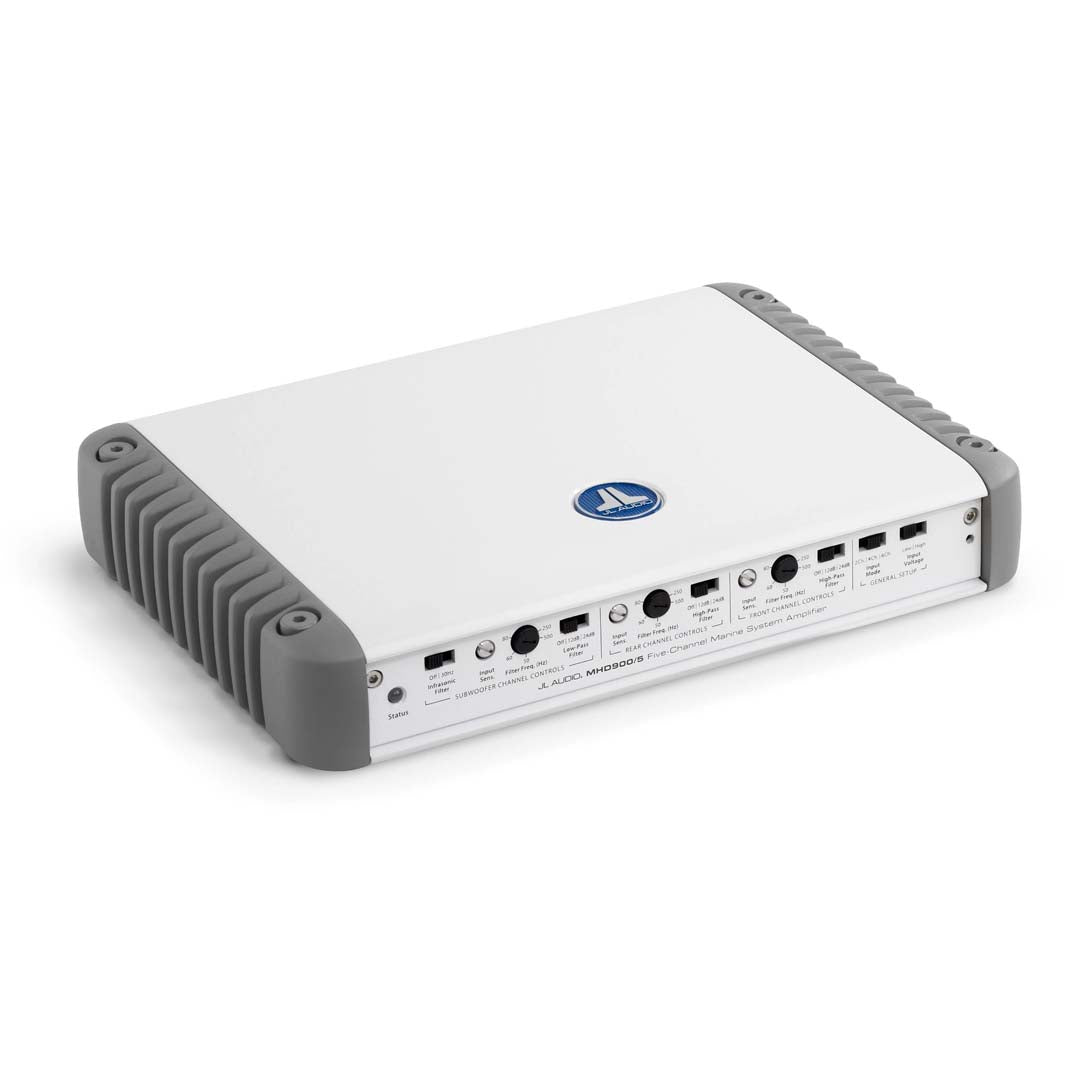 JL Audio MHD900/5 24V Marine Amplifier - 5 Channel Class D M Series Boat Audio System for 24V Marine Vehicles (Perfect for Yachts, Boats & Marine Audio Upgrades)