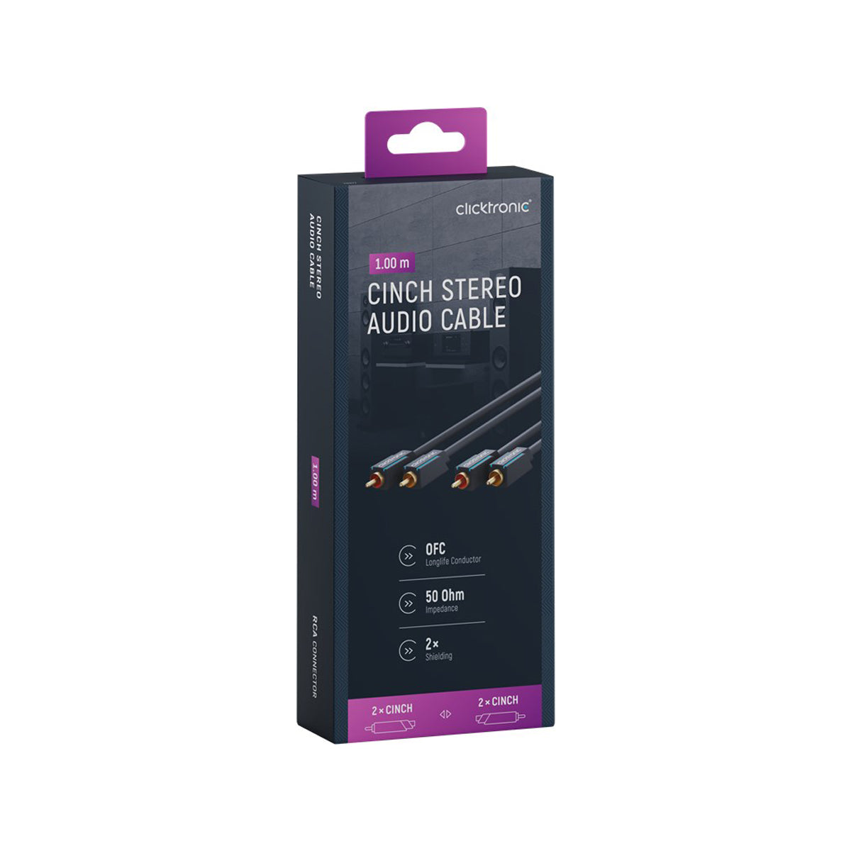 High-Quality Clicktronic Cinch Stereo RCA Cable 1m (3.3ft) - Premium Audio Connection for Home Theater, Gaming & Hi-Fi Systems