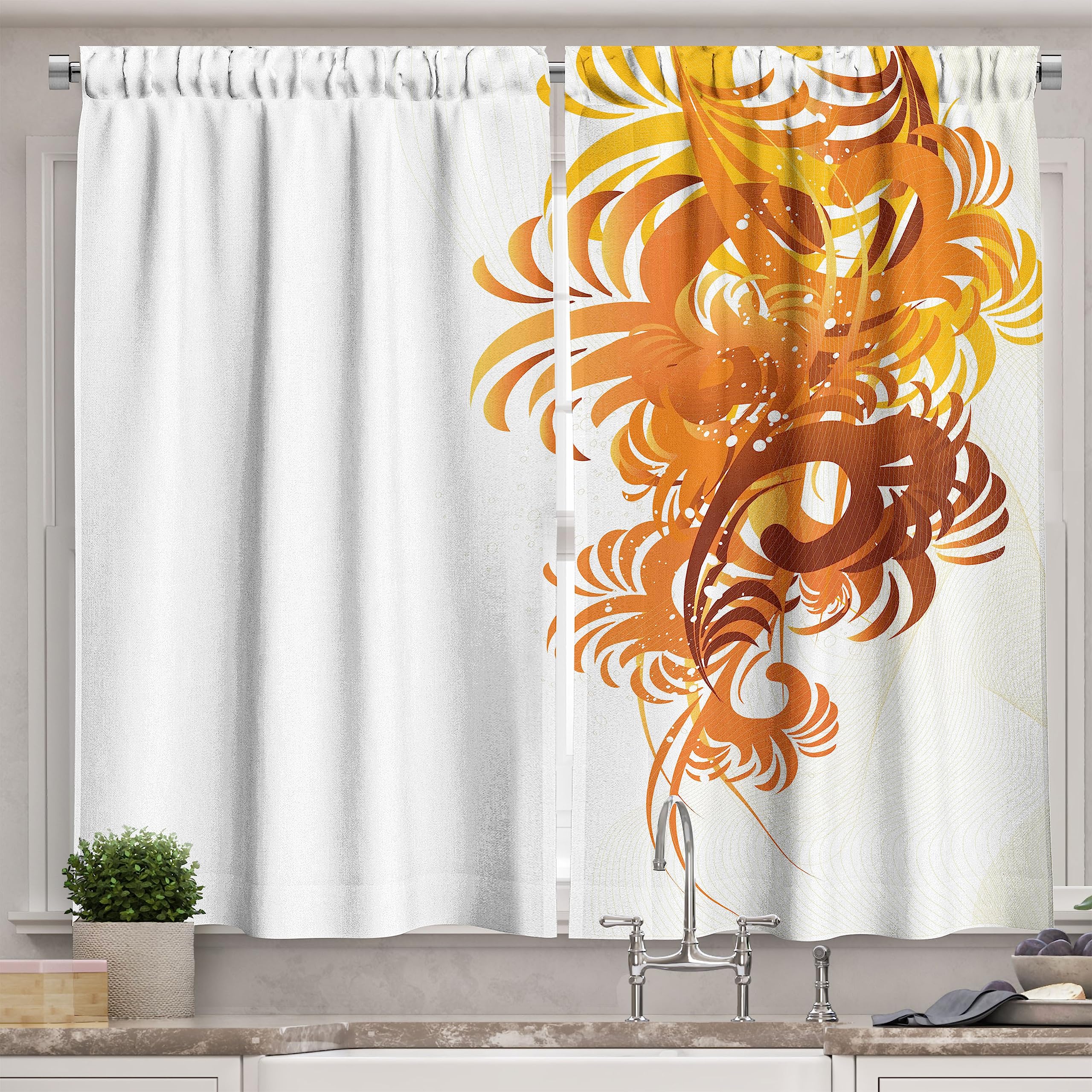 Ambesonne Floral Long Kitchen Curtains - 55