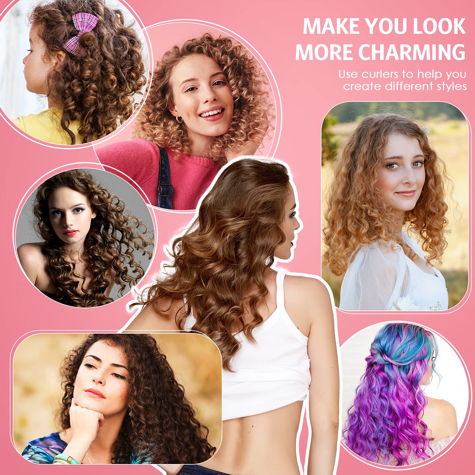 42 Pcs Flexible Hair Curling Rods & Rollers - No Heat Curler Set with Rat Tail Comb & Edge Brush for Women - Perfect for Salon, Home Styling & Natural Hair Care (7 Sizes)