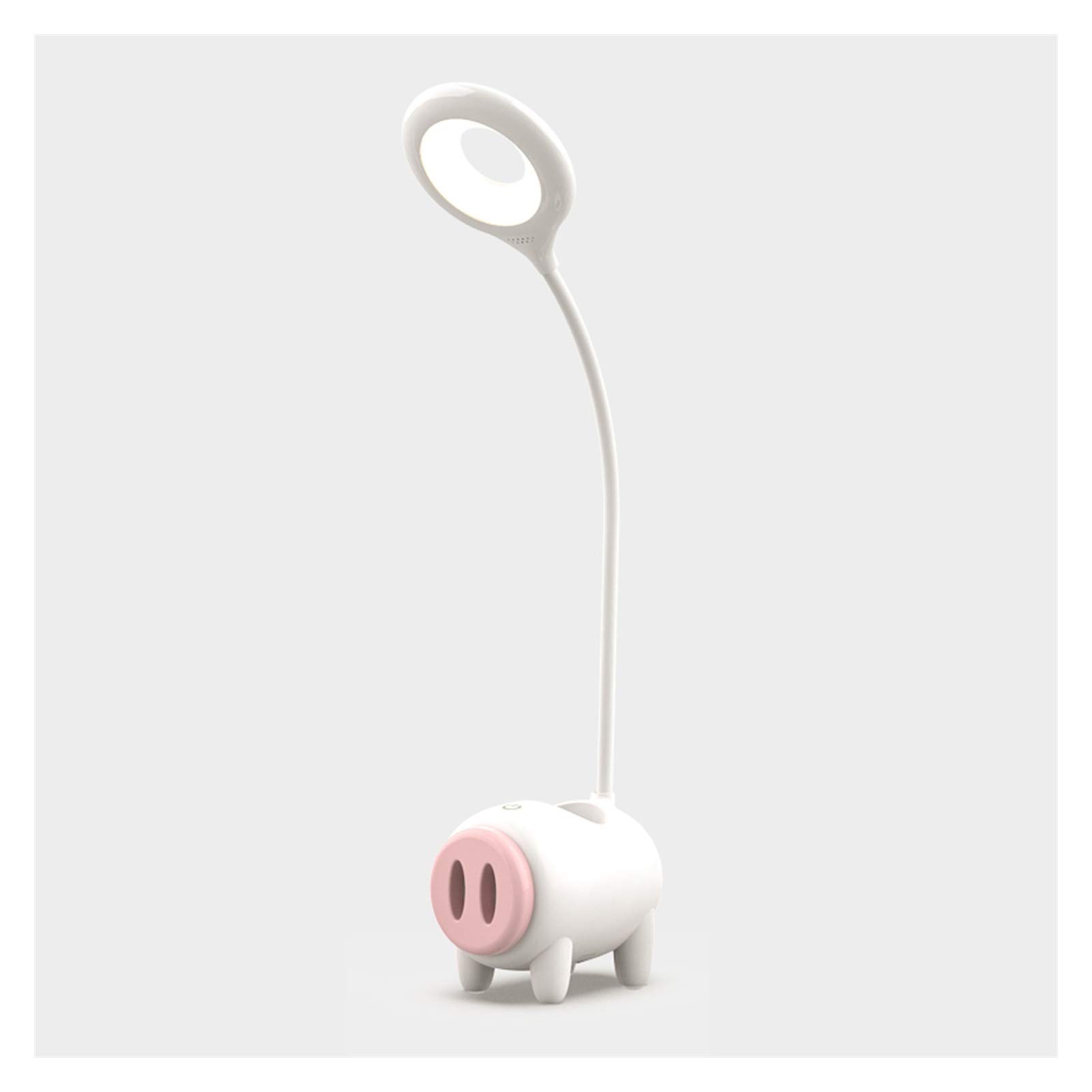 TOMYEUS Dimmable LED Desk Lamp with USB Charging Port - Adjustable Study Lamp with Touch Control, Pen Holder & Phone Stand - Eye-Caring Table Lamp for Office, Home, Dorm (White) - Perfect for Reading, Working & Night Study