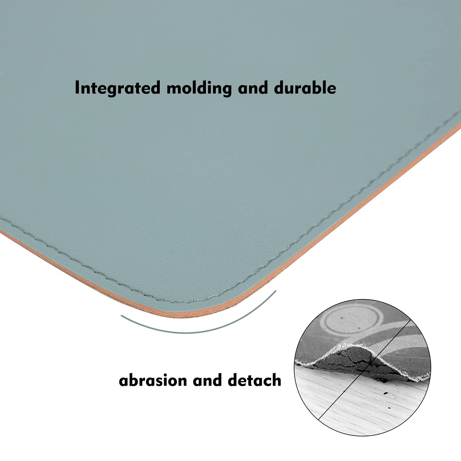 Premium Leather & Wood Double-Sided Mouse Pad with Stitched Edges - Non-Slip Desk Mat for Laptop, Office & Home Use - Includes Coaster (8