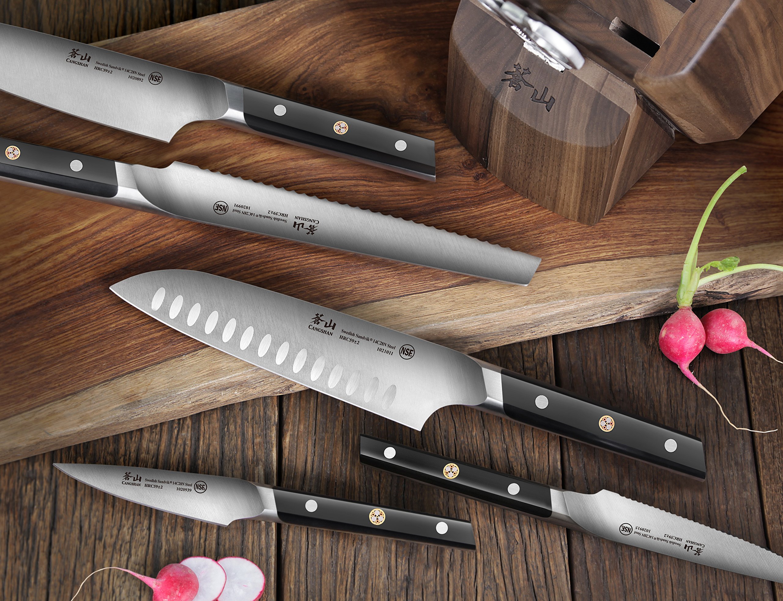 **Cangshan TC Series 10.25-Inch Bread Knife with Wood Sheath - Premium Swedish 14C28N Steel Forged Blade - Perfect for Slicing Bread, Pastries & Baked Goods**