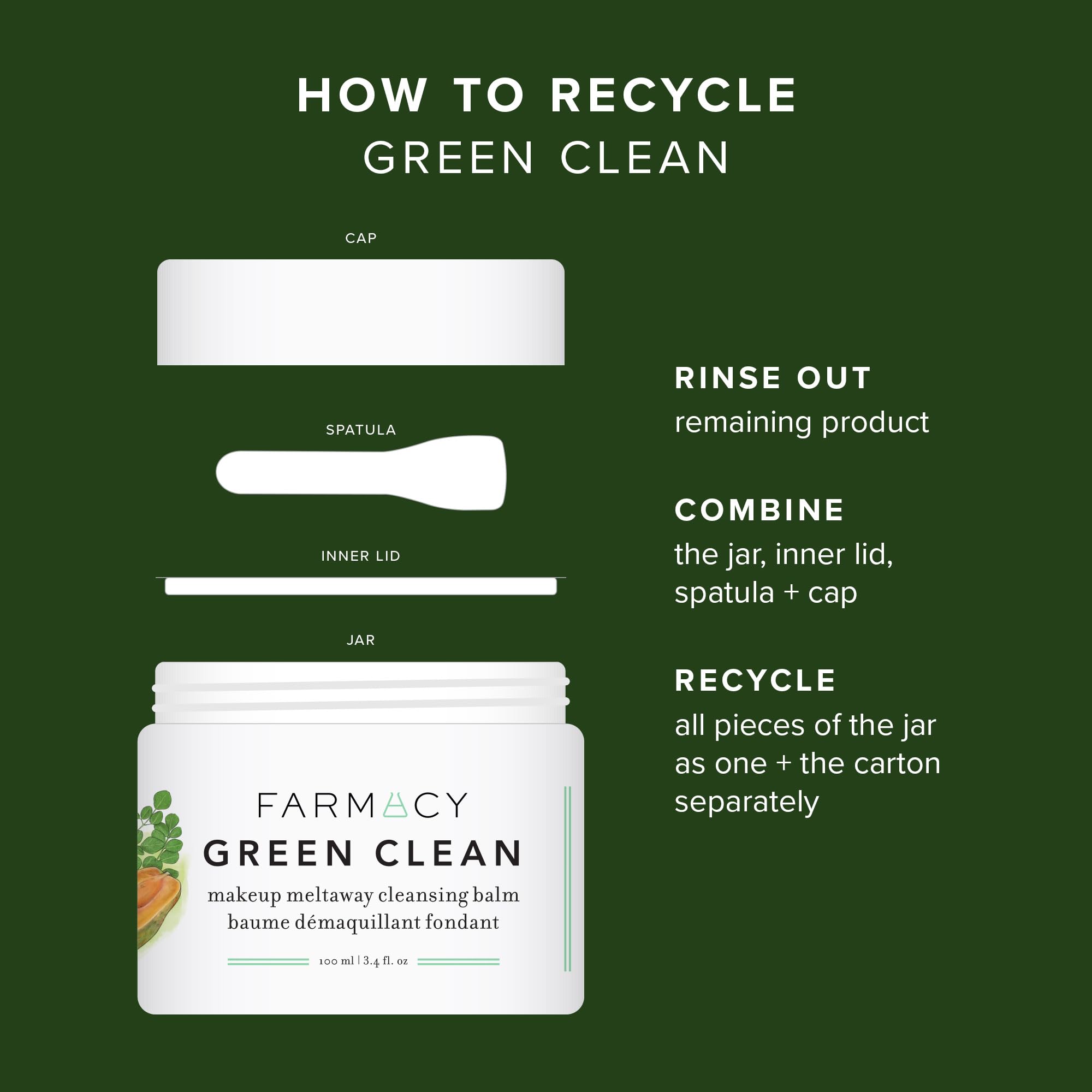 Farmacy Green Clean Makeup Remover Cleansing Balm - Waterproof & Oil-Based Facial Cleanser with Gentle Exfoliation - Transforms from Balm to Milky Lather (12ml) - Perfect for Removing Stubborn Makeup & Sunscreen After Gym or Beach Days