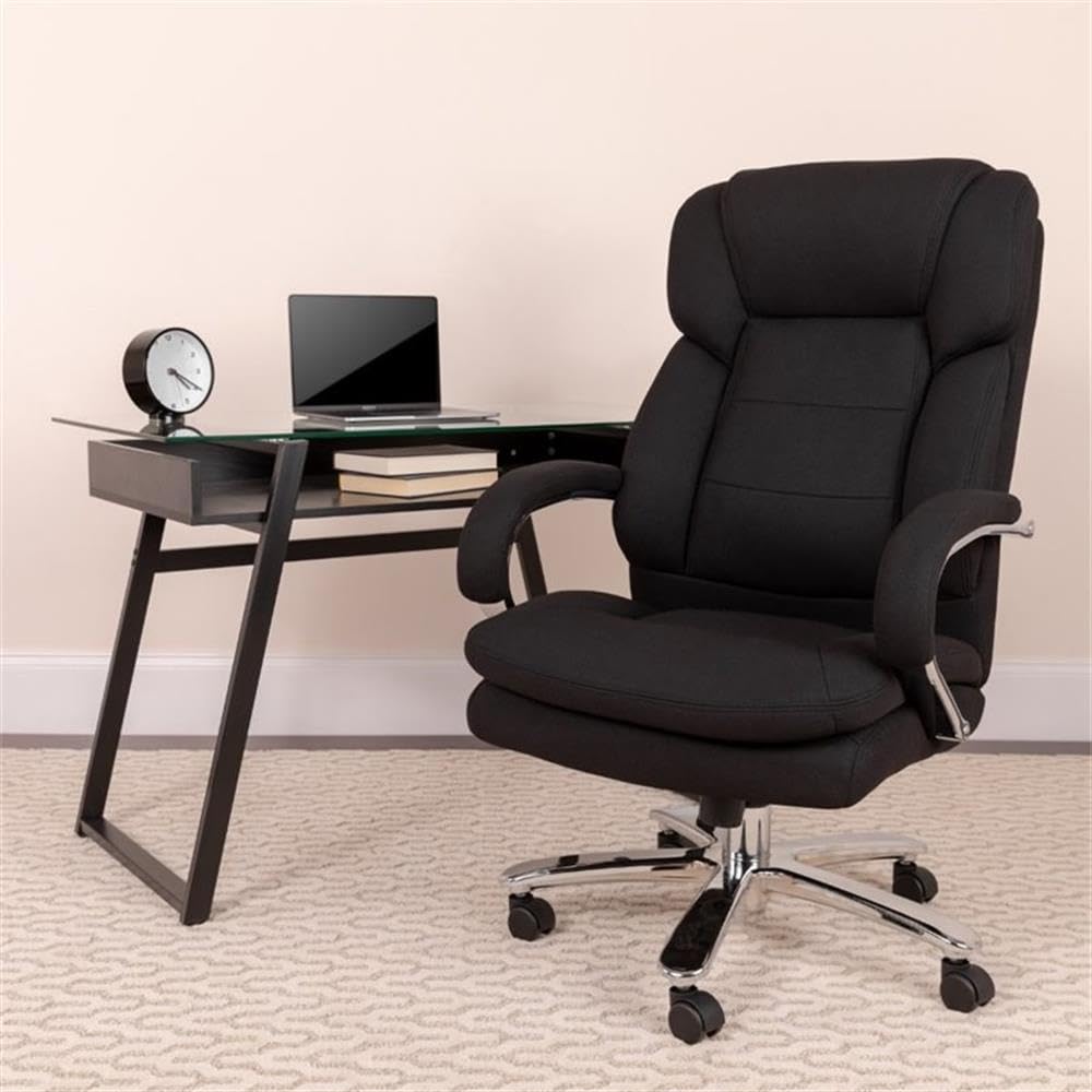 UrbanPro Big and Tall Fabric Swivel Office Chair - Ergonomic Executive Chair with Adjustable Height & Lumbar Support, Black - Perfect for Home Office, Gaming & Conference Rooms