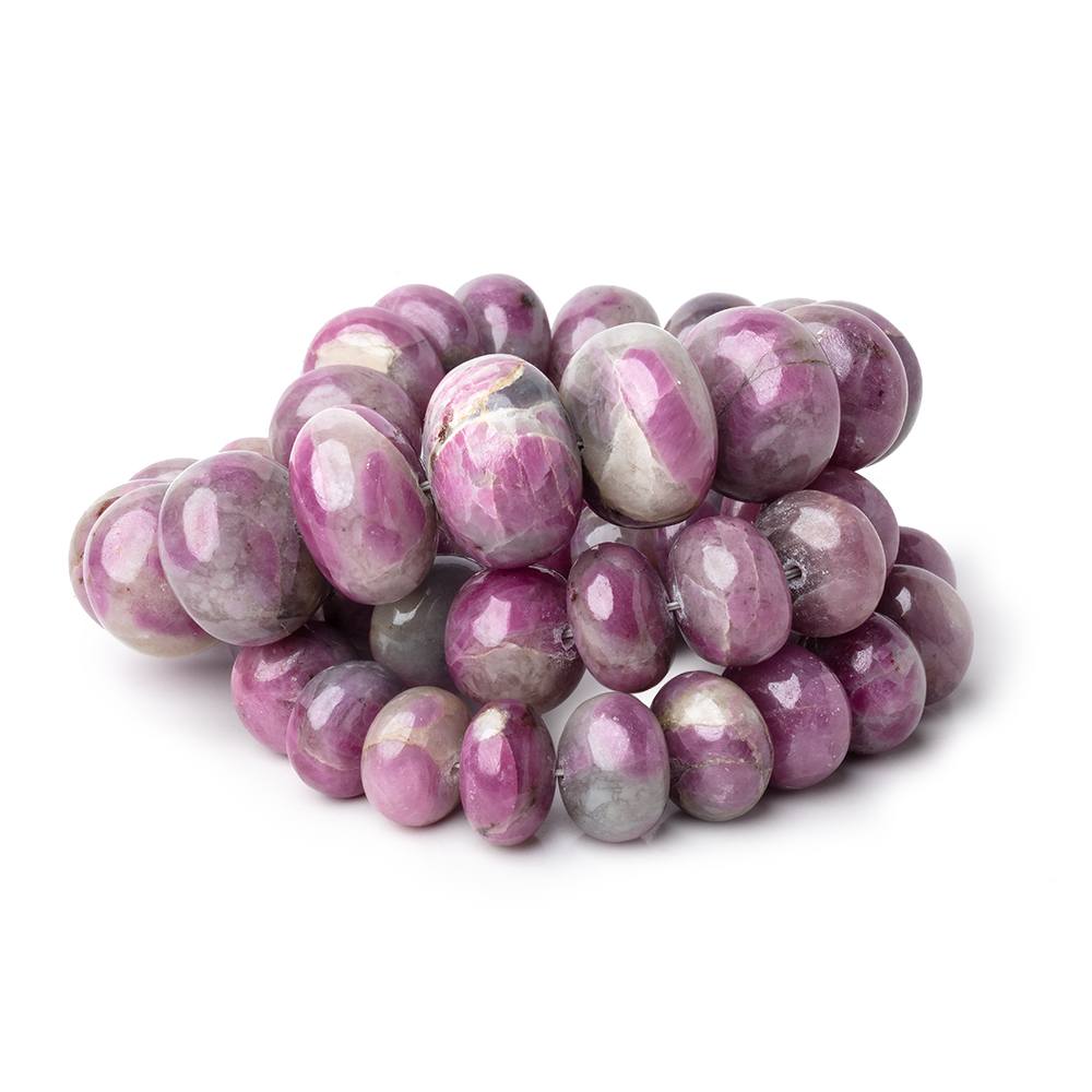 11-17mm Natural Ruby in Marble Matrix Beaded Necklace - 16.5 Inch 49 Rondelle Beads with 1mm Hole for Jewelry Making & DIY Crafts - Perfect for Boho, Vintage Style Accessories