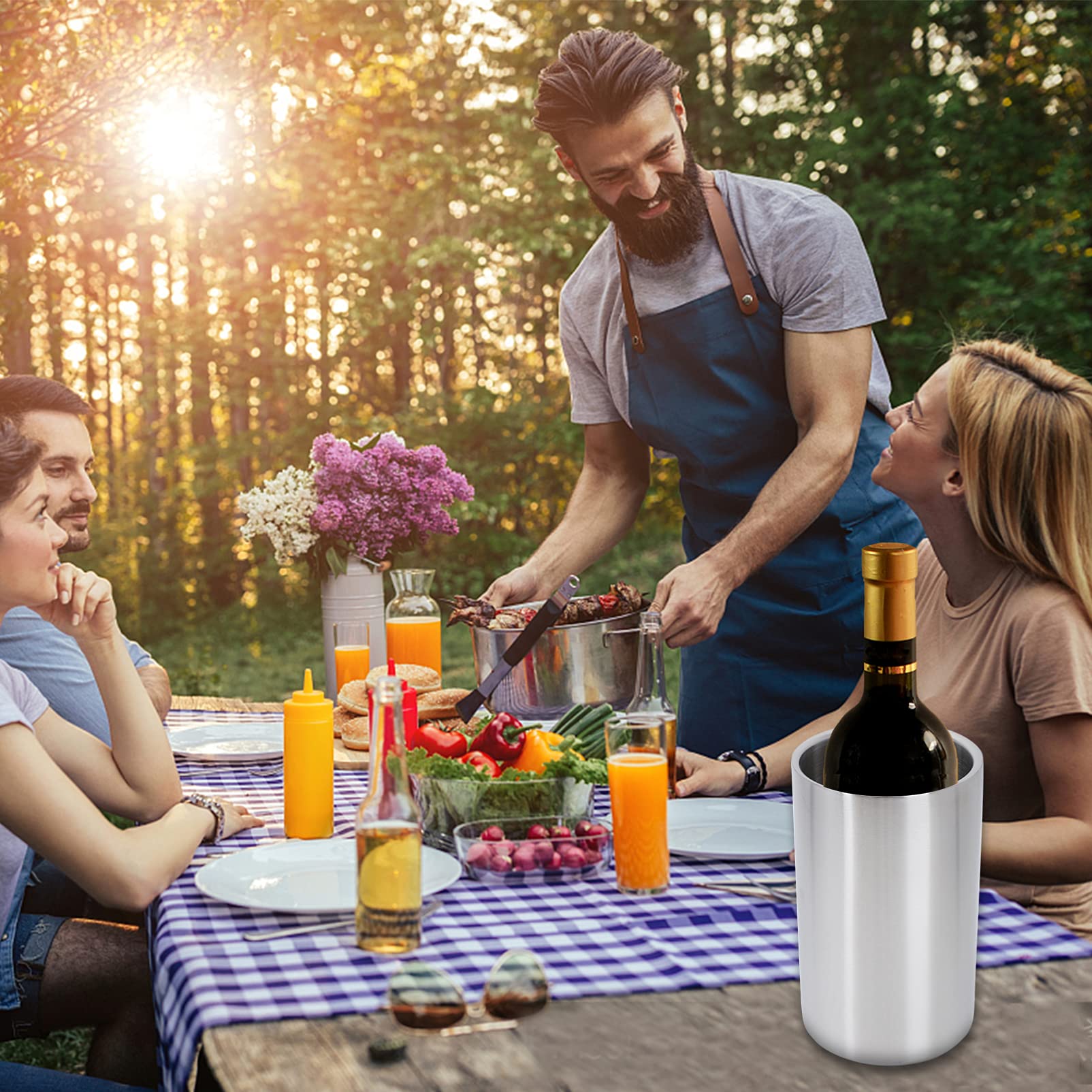 Hemoton 1pc Stainless Steel Double Layer Ice Bucket - Beer, Wine & Cocktail Cooler for Parties, Bars & Home Use - Keeps Drinks Chilled for Hours - Perfect for Outdoor BBQs, Weddings & Pool Parties