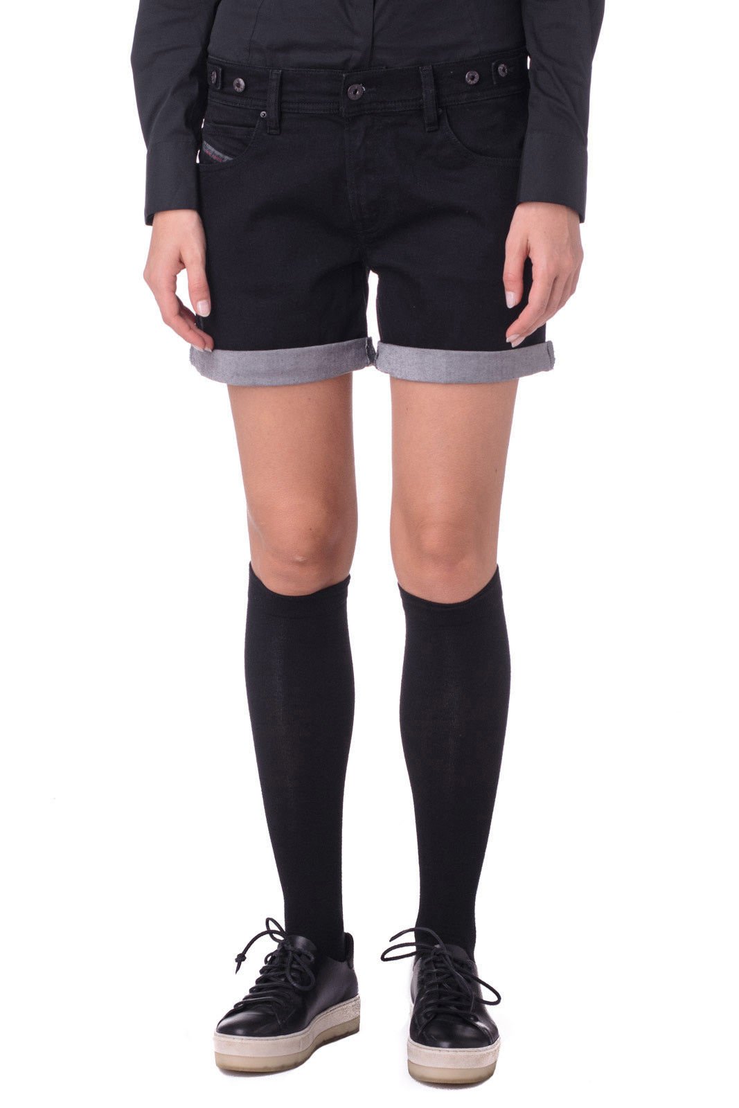 Diesel Women's ALAISI High Waist Stretch Denim Shorts - Comfortable & Stylish for Summer Outfits, Beach Vacations & Casual Wear