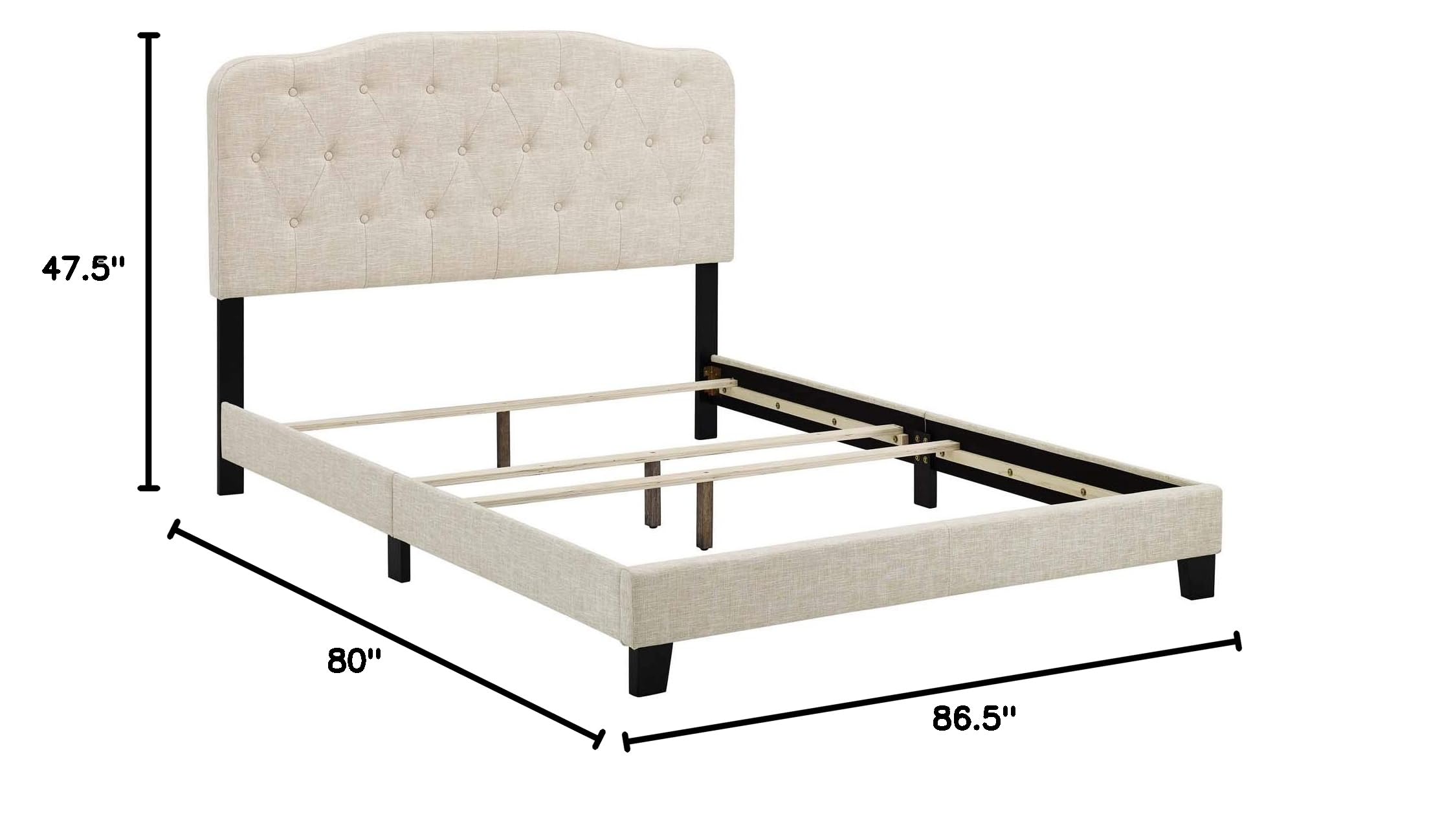 Modern Contemporary Urban Design Beige Fabric Platform Bed Frame for Stylish Minimalist Bedrooms