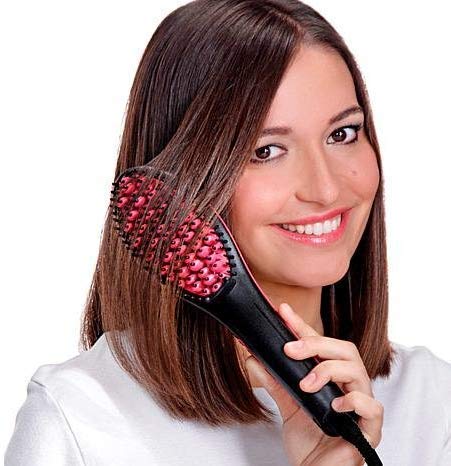 CHEM-AB ENTEREPIRSE® Simply Hair Straightener Brush - Black Hair Straightening Brush for Women | Quick & Easy Styling for Home, Travel & Salon Use