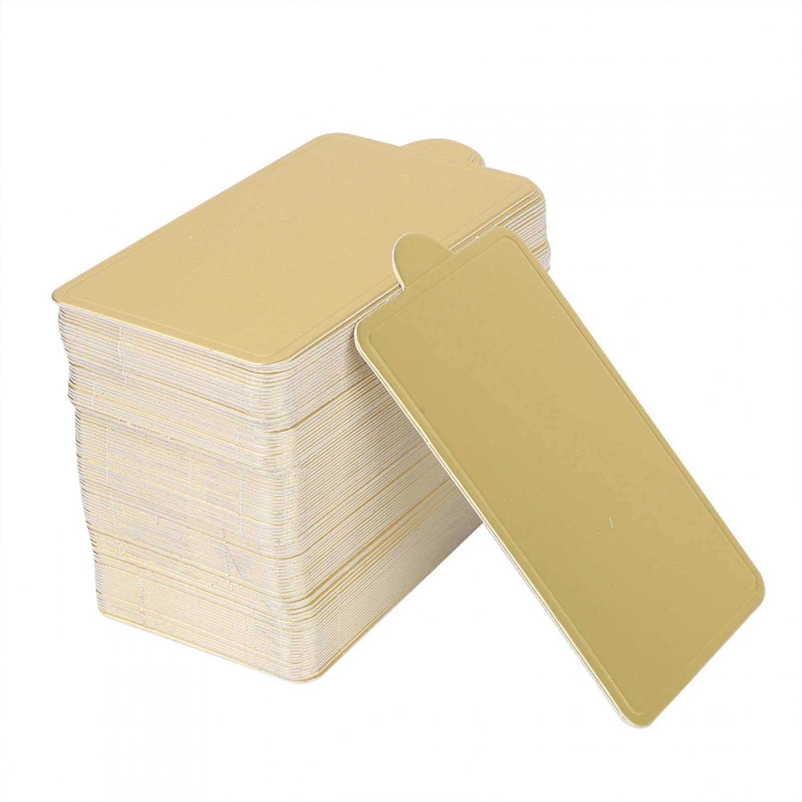 100 PCS Gold Cardboard Cake Bases - Small Rectangle Mousse Cake Boards for Wedding, Birthday Cupcake & Dessert Displays - Perfect for Bakeries, Party Planners & Home Baking