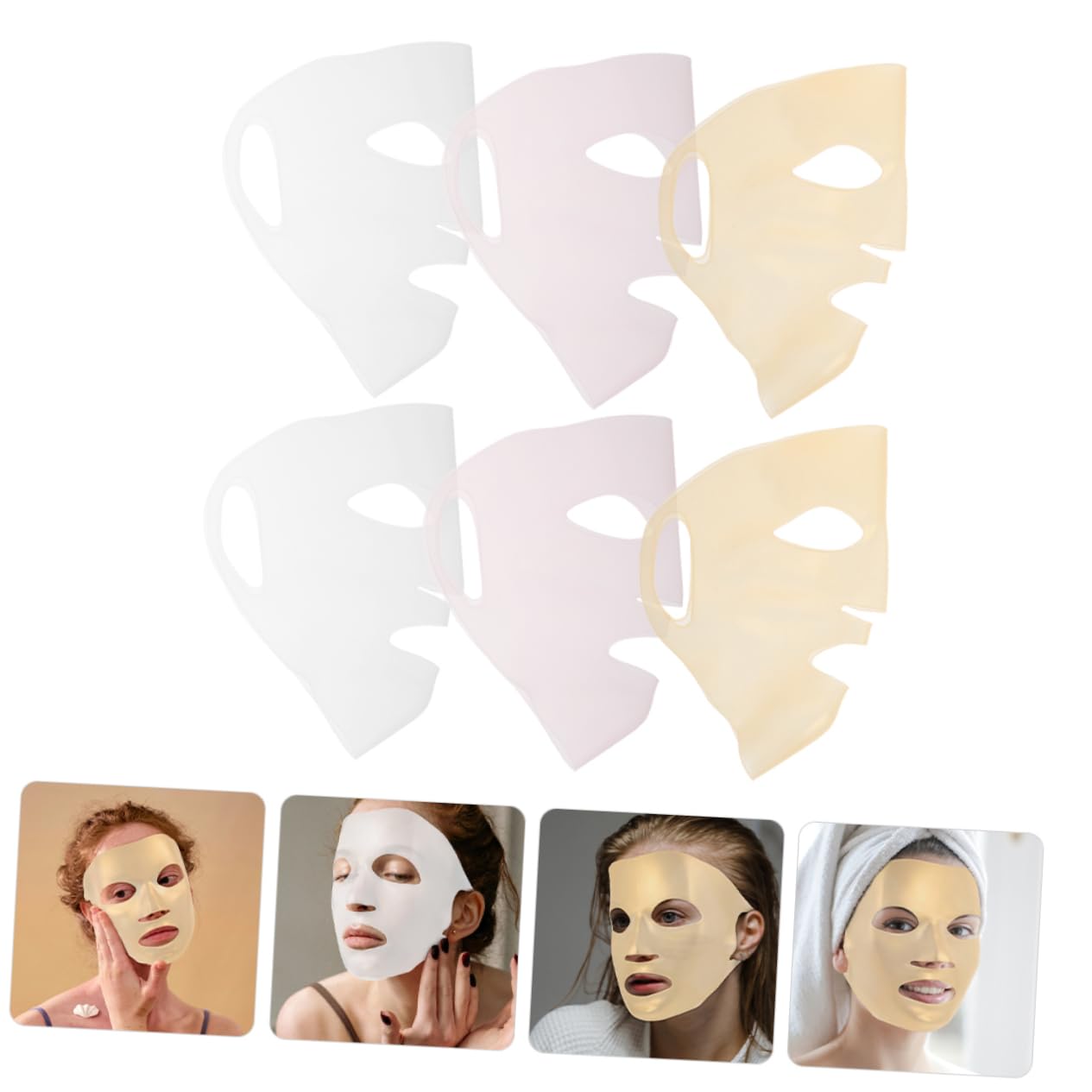 6-Piece Reusable Facial Mask Set - Sleep, Forehead, Lip & Brow Collagen Skincare Mask for Overnight Beauty Treatment | Hydrating Jelly Face Cover for Nighttime Skin Care Routine