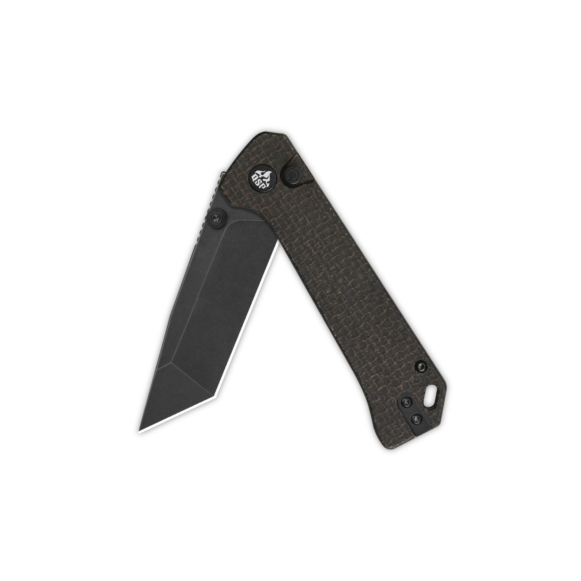 QSP Grebe T Button Lock Pocket Knife - 14C28N Stainless Steel Blade, Dark Brown Micarta Handle - EDC, Outdoor, Camping & Everyday Carry Knife
