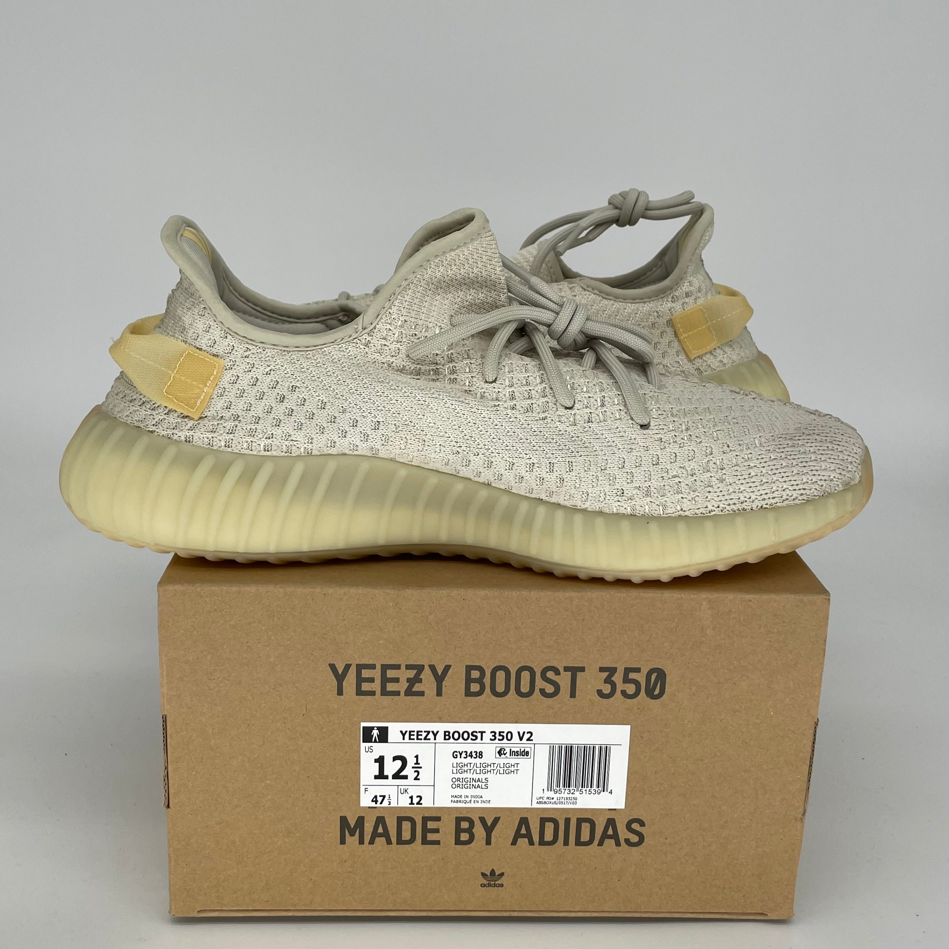 Adidas Yeezy Boost 350 V2 Light Sneakers - Size 12.5 (GY3438) | Men's Running Shoes for Casual Wear & Gym Workouts