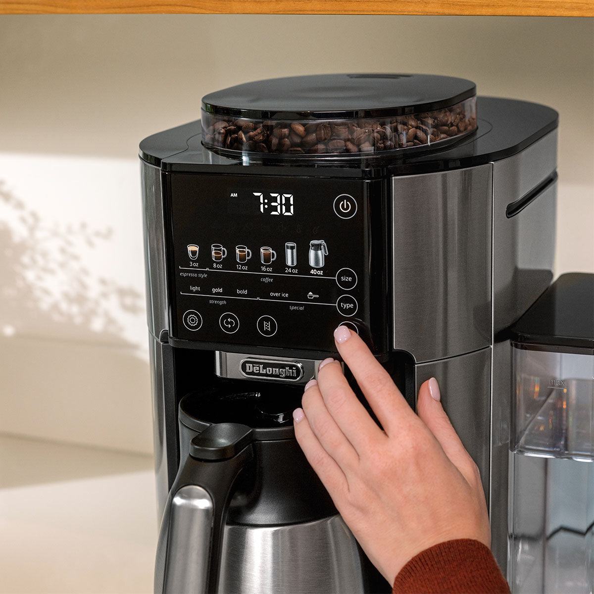 DeLonghi TrueBrew Automatic Coffee Maker with Thermal Carafe - Stainless Steel, 12-Cup Capacity for Home & Office Use | Perfect for Daily Brewing, Entertaining Guests & Gifting