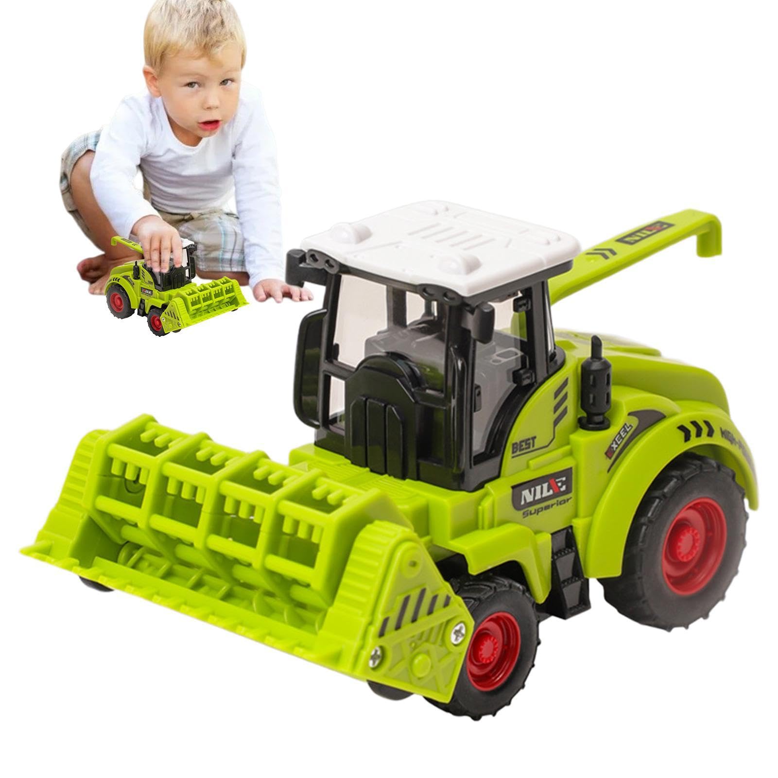 Realistic Inertial Tractor Toy Vehicle - Friction Powered Farm Tractor for Kids, Educational Learning Toy for Toddlers & Children - Perfect for Farm Play, Pretend Play, and Early STEM Learning