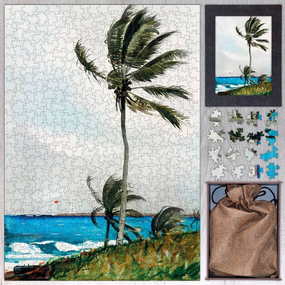Winslow Homer Nassau Wooden Jigsaw Puzzle for Adults - 250 Piece Palm Tree Art Puzzle - Challenging Wooden Puzzles for Home Decor, Relaxation & Family Game Night