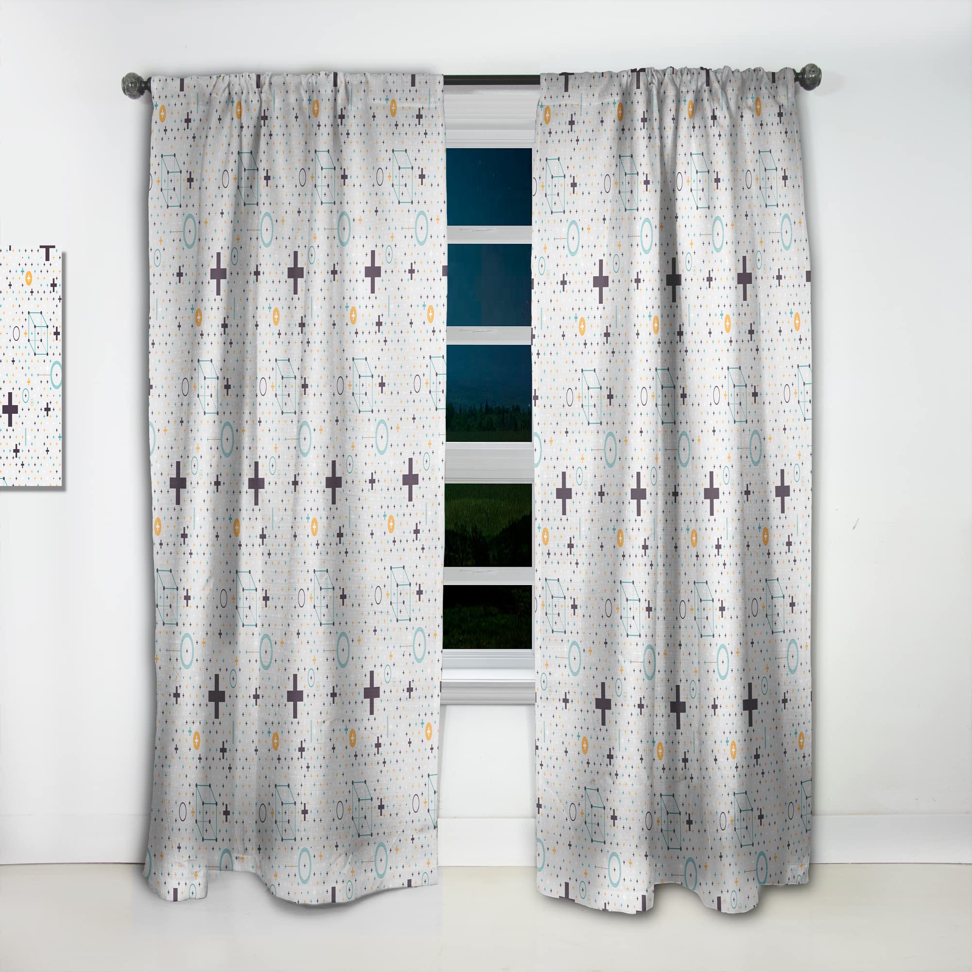 DesignQ Minimalist Geometric Pattern Blackout Curtains - Thermal Insulated Single Panel (52x90 inches) for Bedroom & Living Room - Modern Window Treatment for Home Decor & Light Control