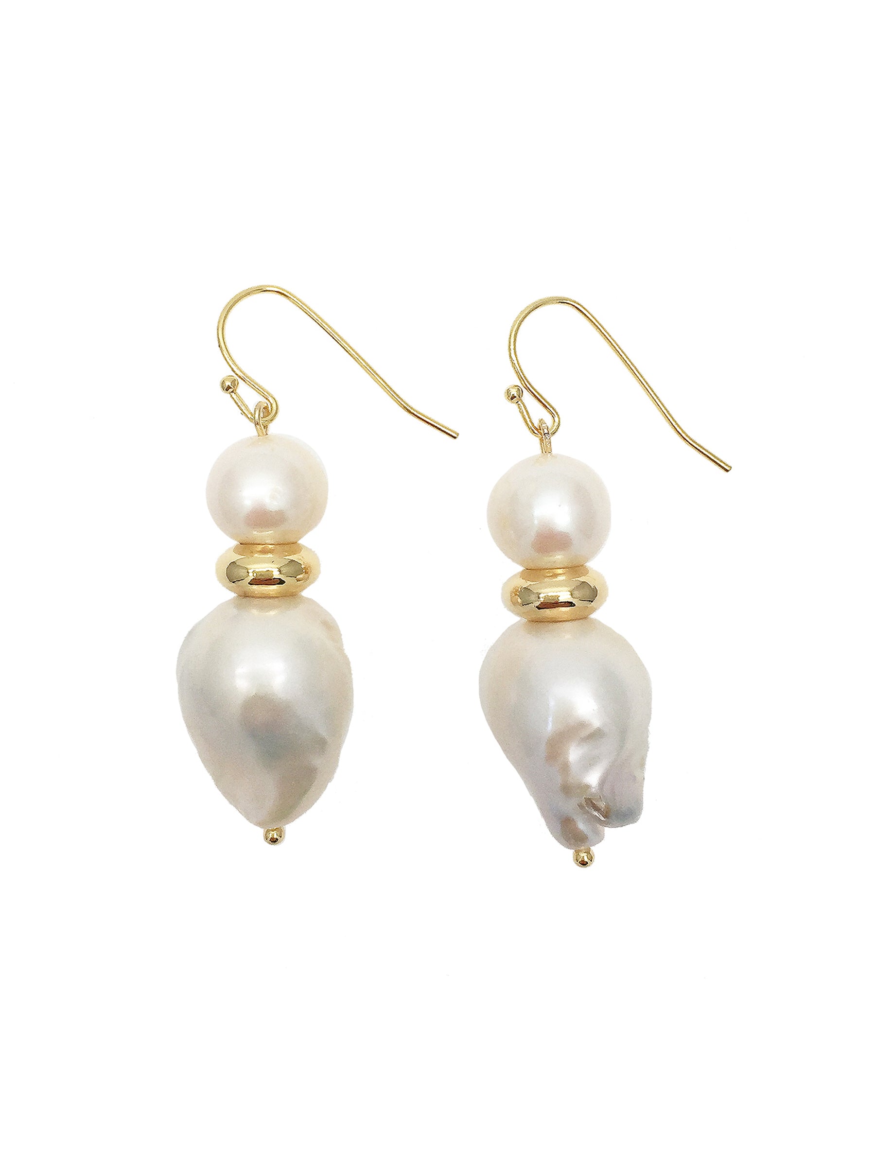 Exquisite Baroque Pearls & Round Freshwater Pearl Drop Earrings ME073 | Elegant Dangle Earrings for Women | Perfect for Weddings, Parties & Special Occasions