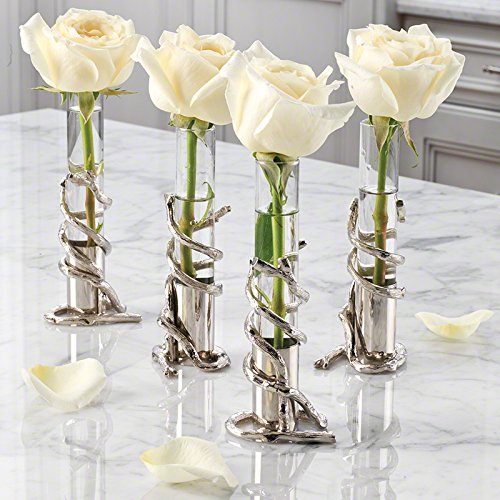 Global Views Branch Bud Vase in Nickel Finish - Elegant Home Decor for Dining Tables, Wedding Centerpieces & Modern Interior Design