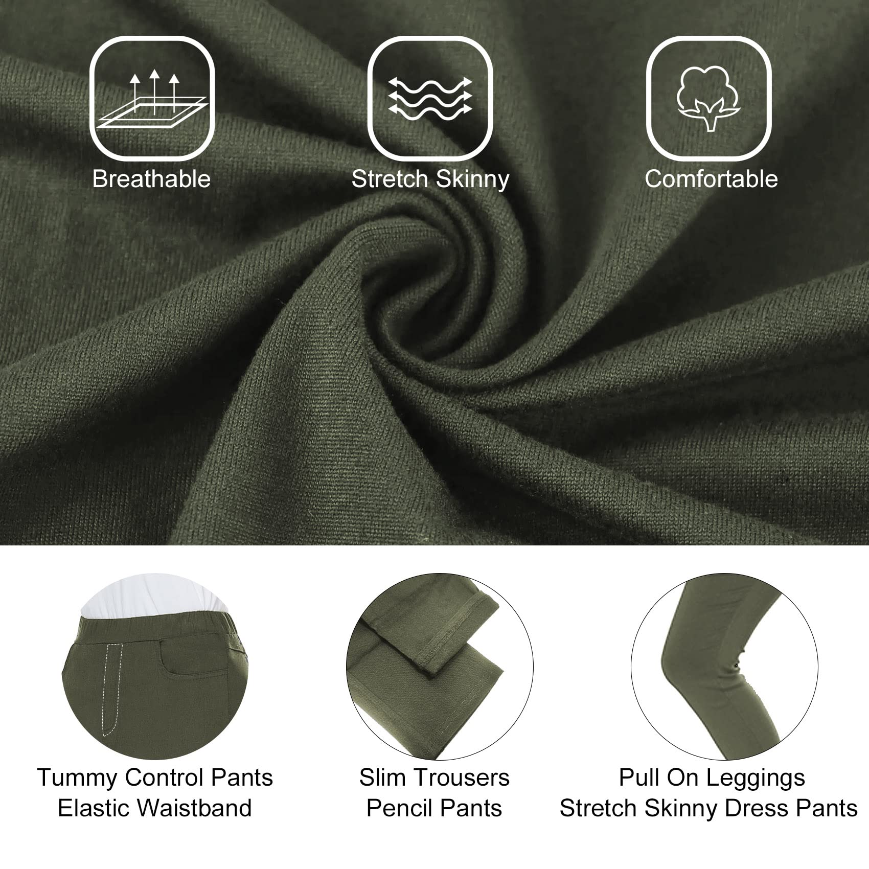 Famulily Women's High Waisted Stretch Skinny Dress Pants - Tummy Control Work Pants with Pull On Design for Business Casual Office Wear [Sizes S-2XL] | Perfect for Office, Meetings & Professional Occasions