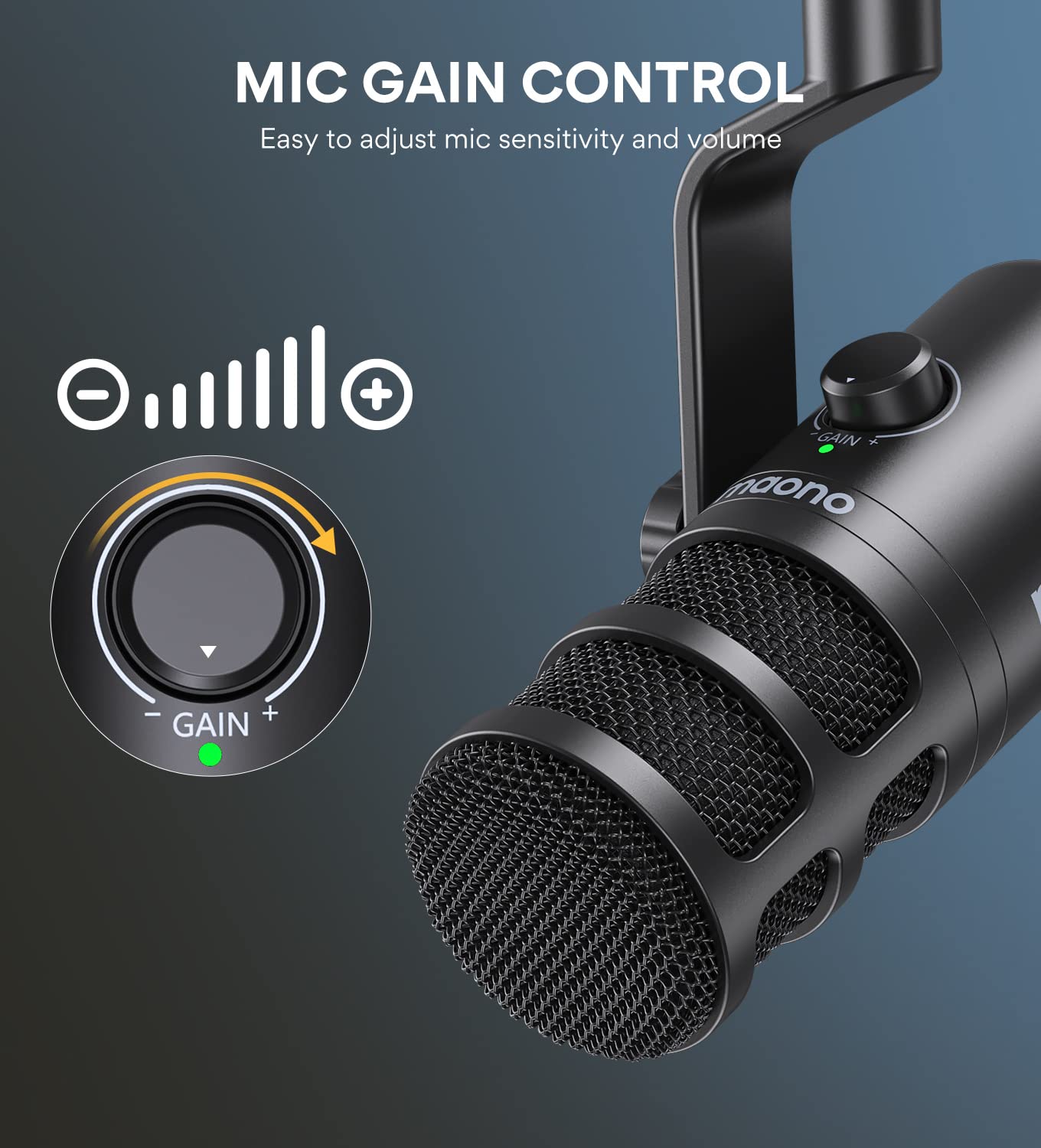MAONO PD100U USB Dynamic Microphone for Podcasting & Streaming - Professional Cardioid Studio Mic with Gain Control, Plug & Play, Metal Build & Noise Isolation - Perfect for Home Studio, Gaming, YouTube & Voice Recording