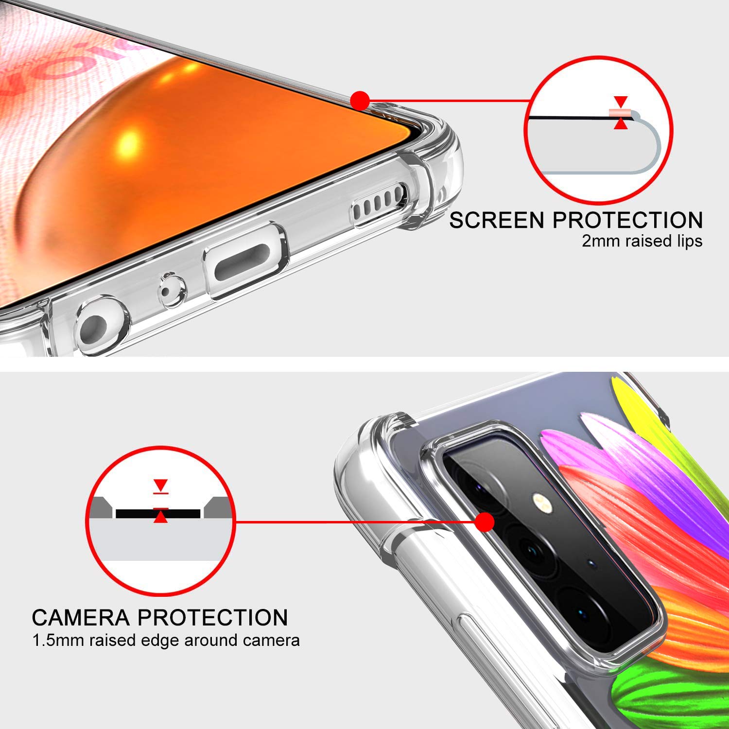 Designed for Samsung Galaxy A72 Case - Slim Flexible TPU Clear Phone Cover with Sunflower Design | Perfect for Everyday Protection & Style