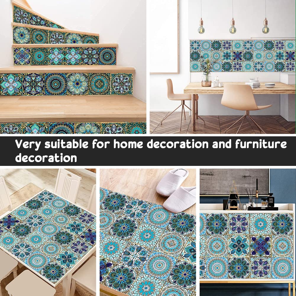 20 Pcs Moroccan Style Tile Stickers 15x15cm - Waterproof Peel and Stick Wall Decals for Kitchen, Bathroom, Bedroom, Stairs - Easy DIY Home Decor & Renovation Solution
