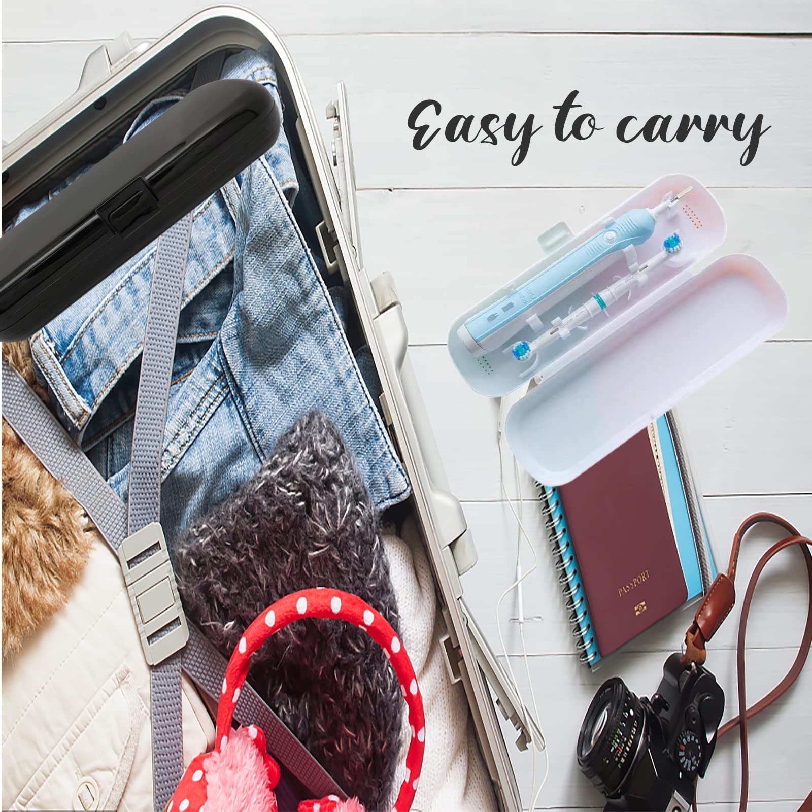 2 Pack Electric Toothbrush Travel Case - Waterproof Portable Toothbrush Holder for Oral-B, Philips Sonicare & More (White & Black) | Perfect for Air Travel, Camping & Business Trips