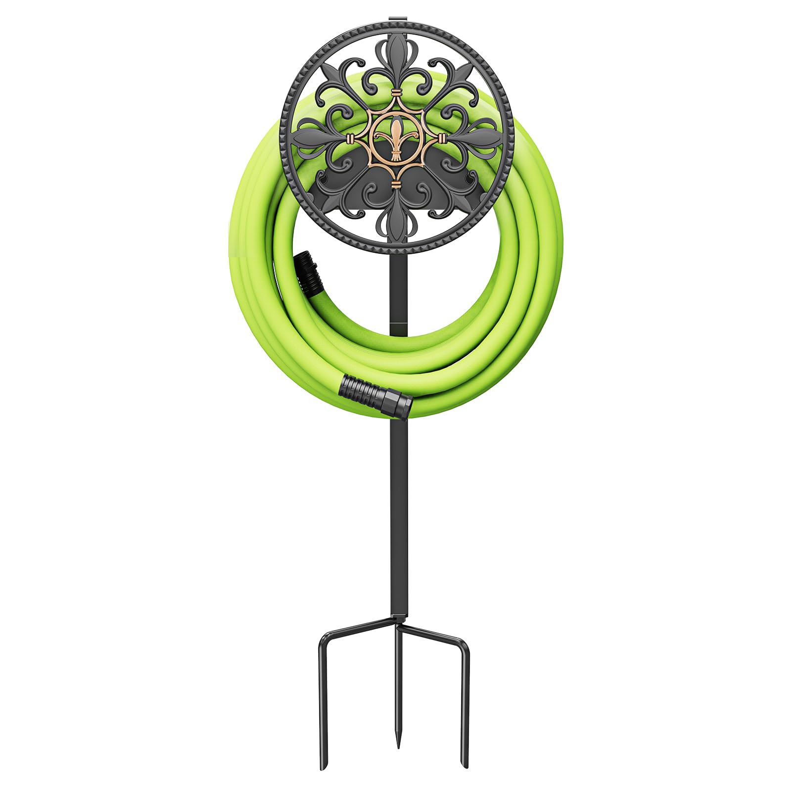 GOFORWILD Decorative Garden Hose Holder - Sturdy Wall Mount Hose Rack for 125-Feet 5/8-Inch Water Hose - Durable Cast Aluminum Hose Reel & Hanger - Perfect for Yard, Lawn, and Outdoor Watering