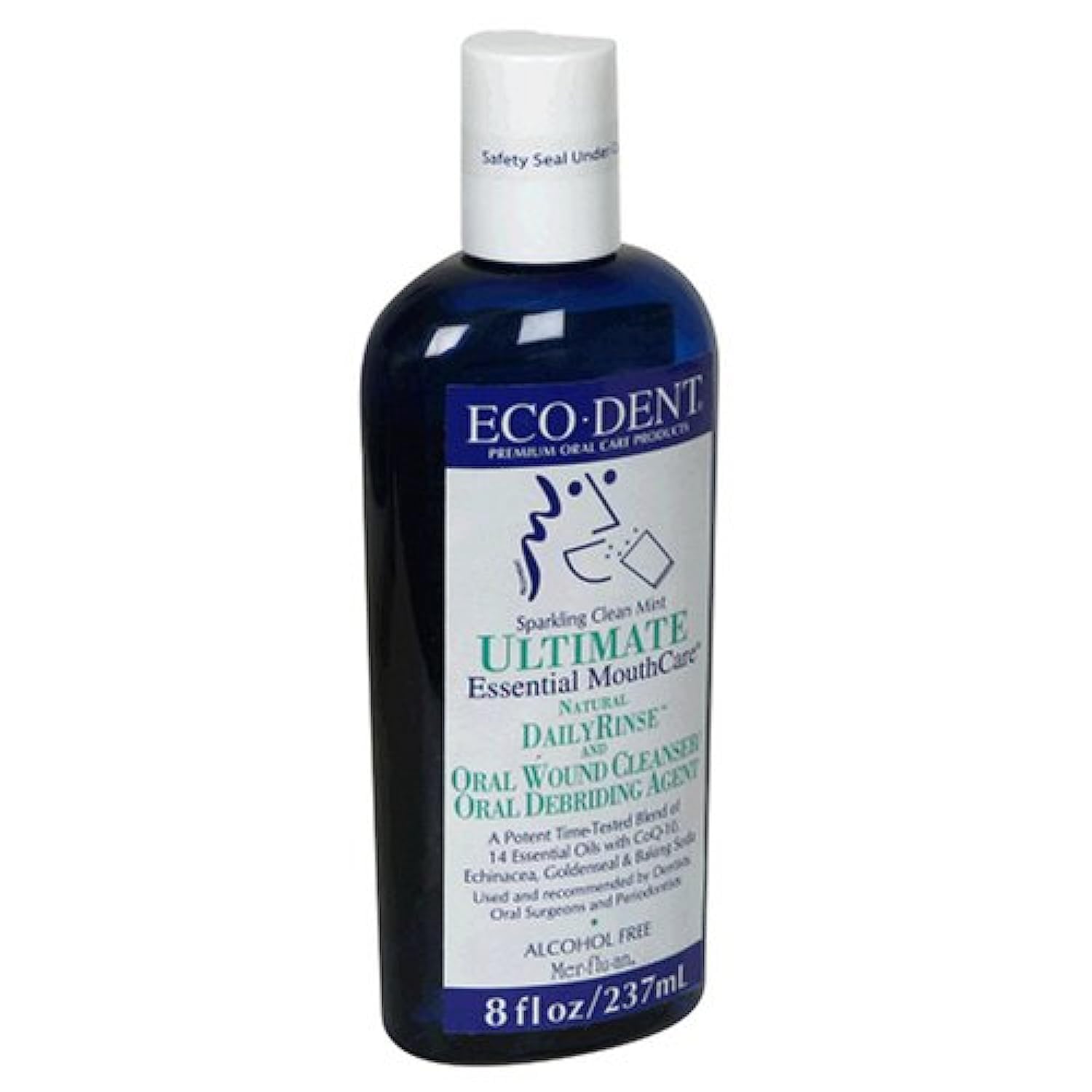 Eco-Dent Daily Rinse Ultimate Essential Mouthwash - Sparkling Clean Mint Flavor 8 fl oz (237ml) | Alcohol-Free Fluoride-Free Natural Oral Care | Fresh Breath Solution for Home & Travel Use