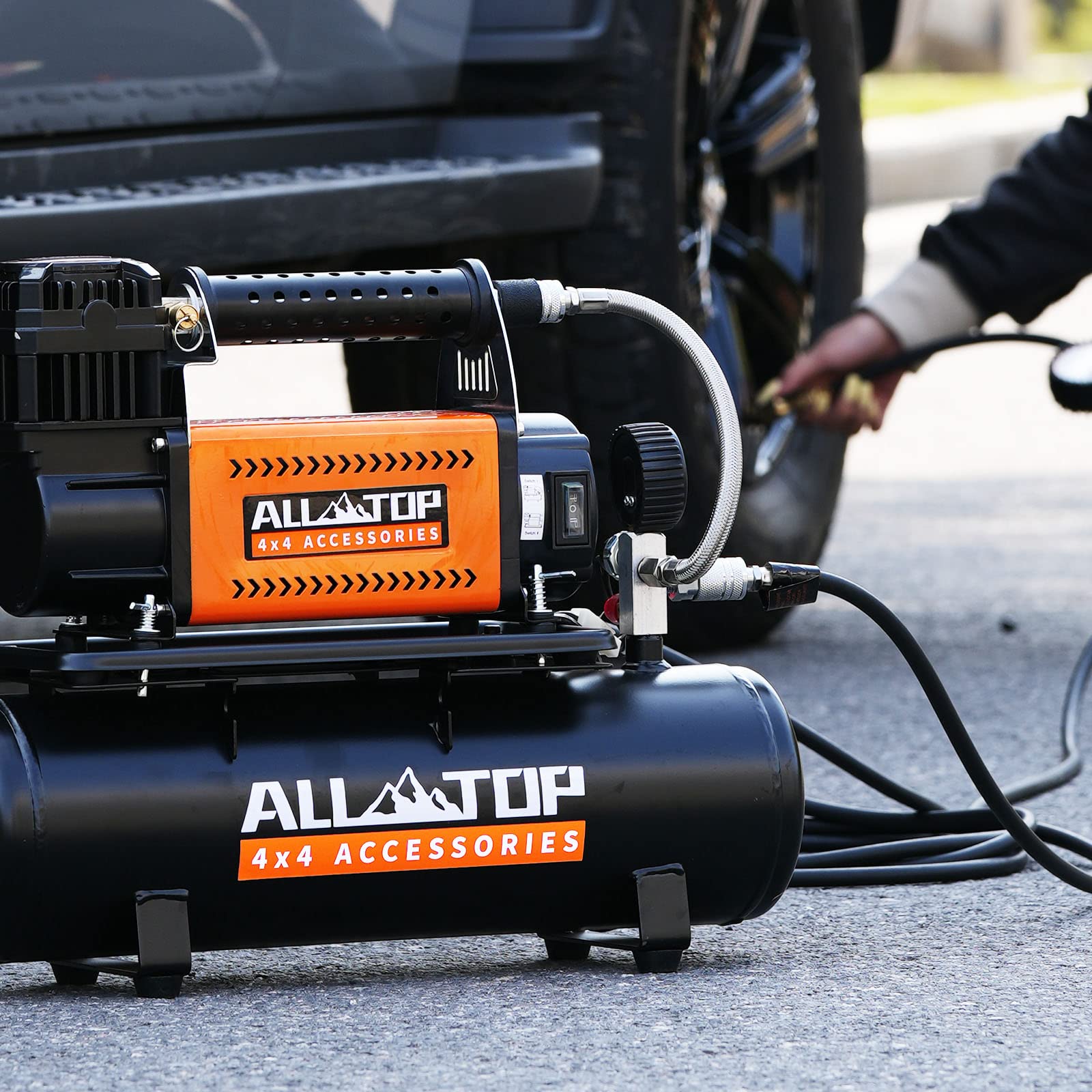 ALL-TOP 12V Portable Air Compressor with 6L Oil-Free Steel Tank - 150PSI Heavy Duty Tire Inflator for Trucks, SUVs, 4x4 Vehicles & RVs - Perfect for Offroad Adventures, Emergency Tire Inflation & Garage Use