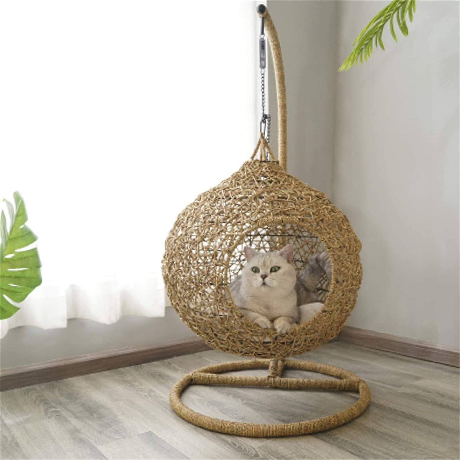 Premium Rattan Cat Hammock Bed - Cozy Swinging Pet House for Small Cats & Pets (Size A) - Perfect for Indoor Lounging & Relaxation in Living Room or Bedroom