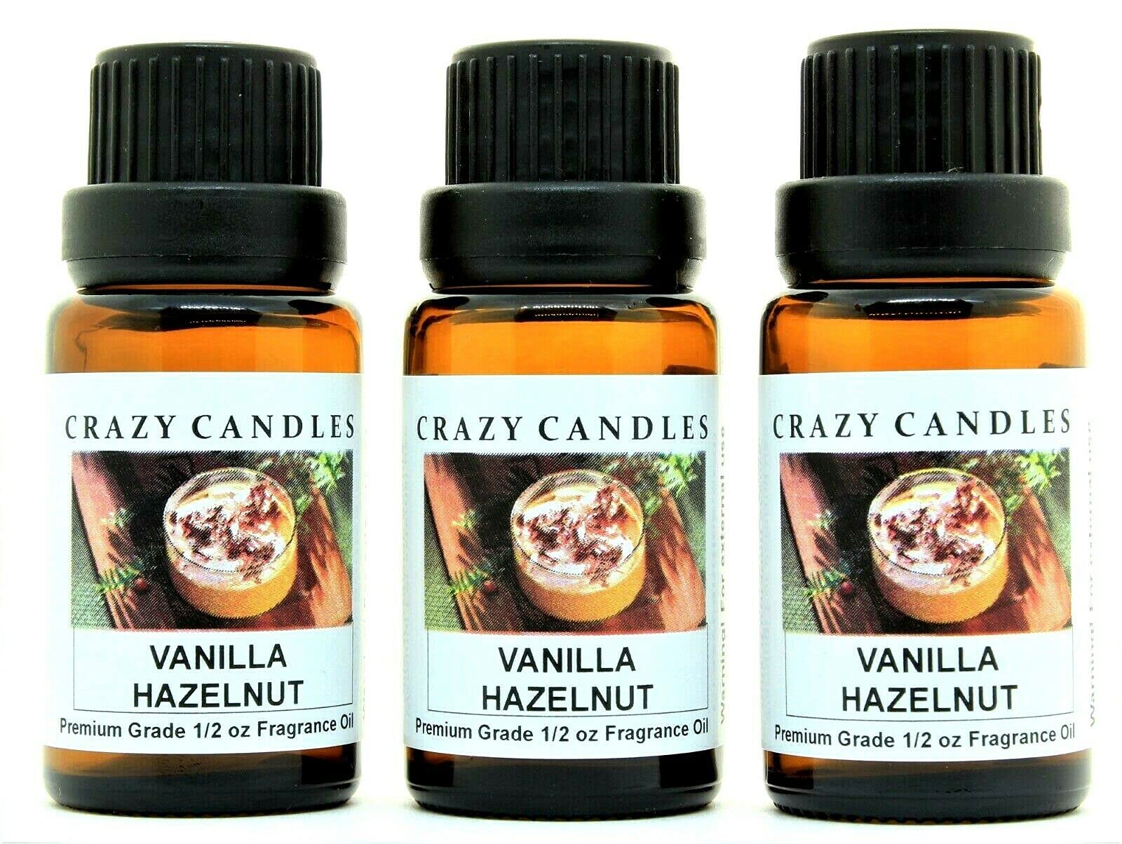 Premium Vanilla Hazelnut Scented Oil - 3 Pack (15ml/0.5oz Each) | Aromatherapy, Candle Making & Home Fragrance