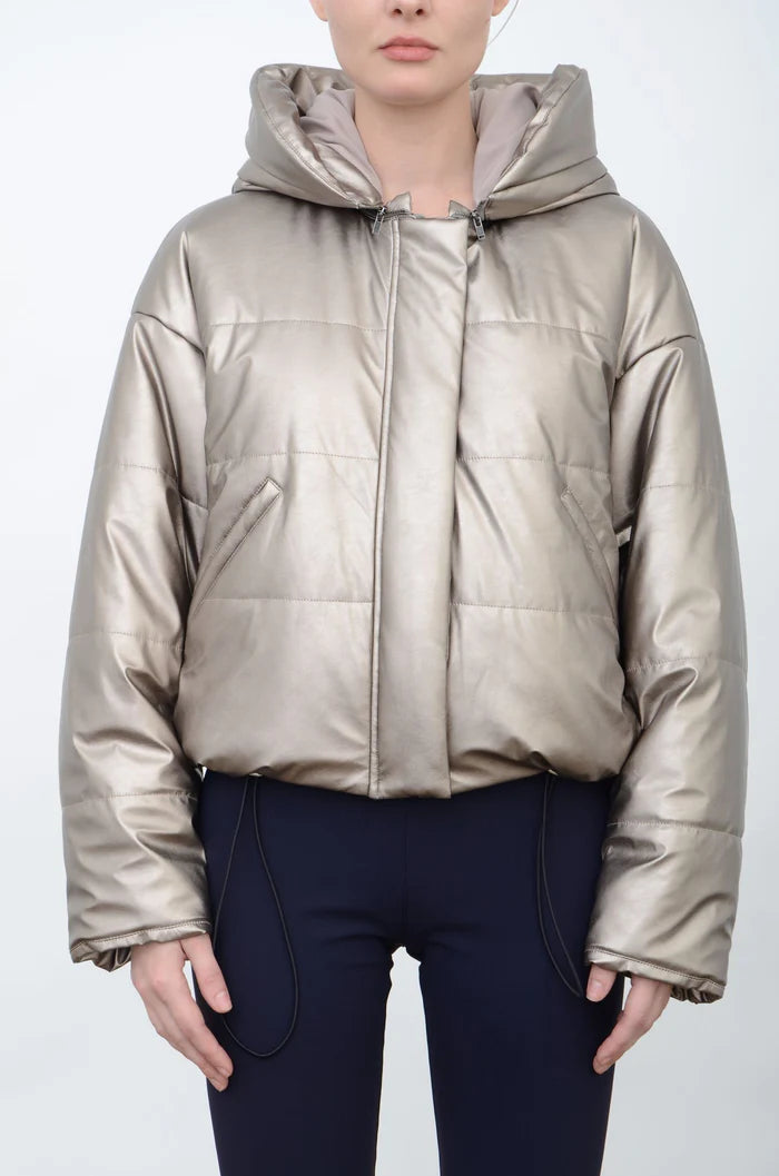 Aurora Hooded Puffer Coat for Women - Gold Winter Jacket with Warm Insulation | Perfect for Cold Weather, Snow Activities & Outdoor Adventures