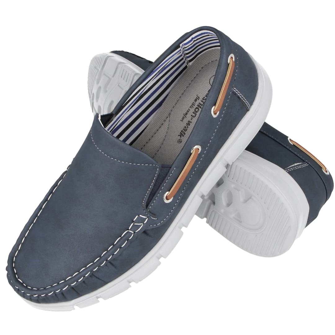 Men's Faux Leather Slip-On Classic Boat Deck Loafers - Comfortable Casual Shoes for Work, Travel & Everyday Wear